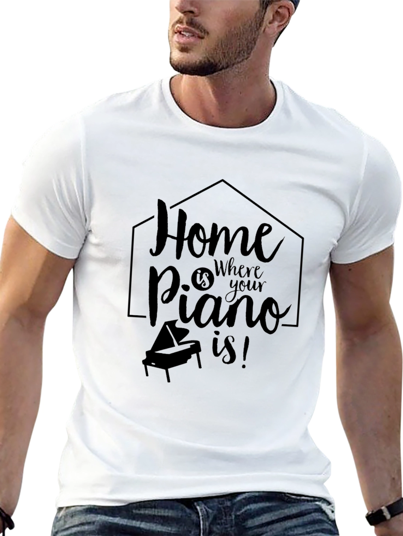 Home is Where Your Piano Is Black T-Shirt