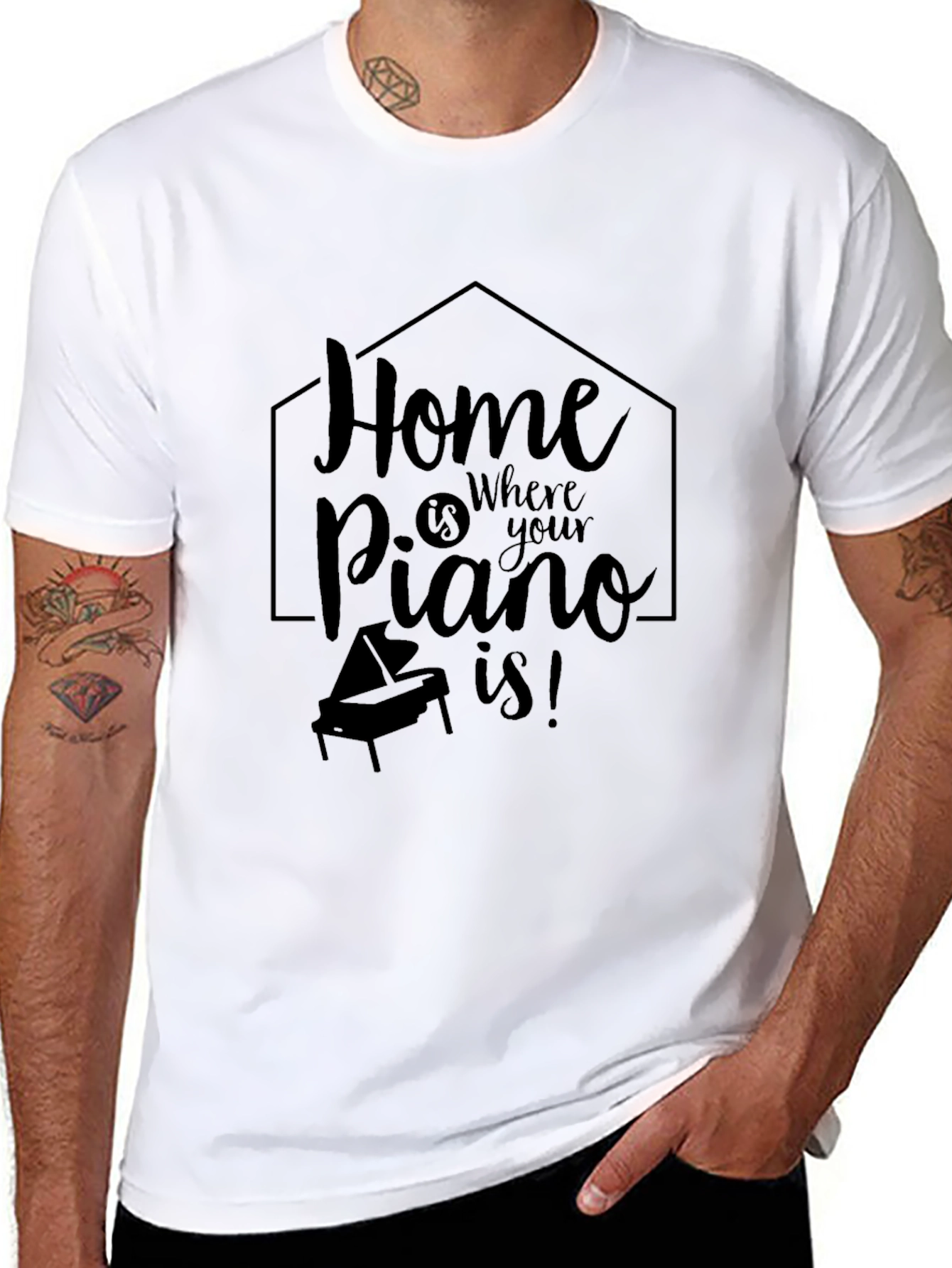 Home is Where Your Piano Is Black T-Shirt