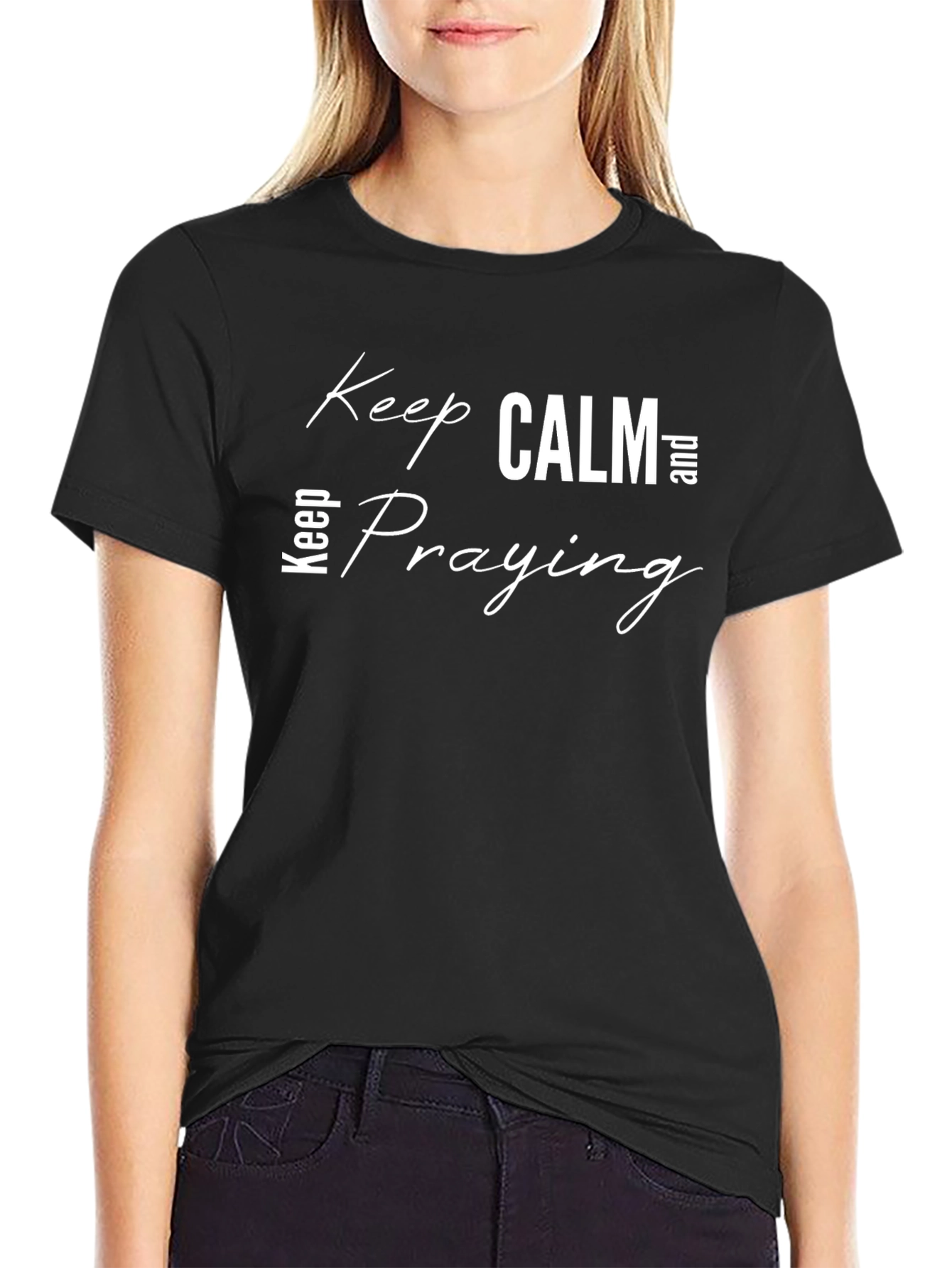 Keep Calm & Praying Black T-Shirt
