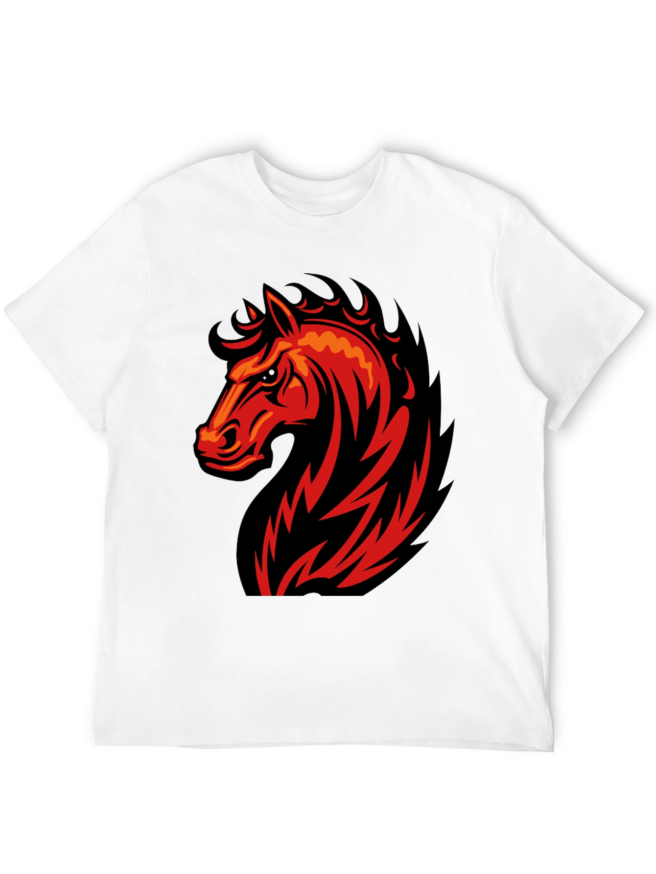 Black T-Shirt with Fiery Horse Graphic