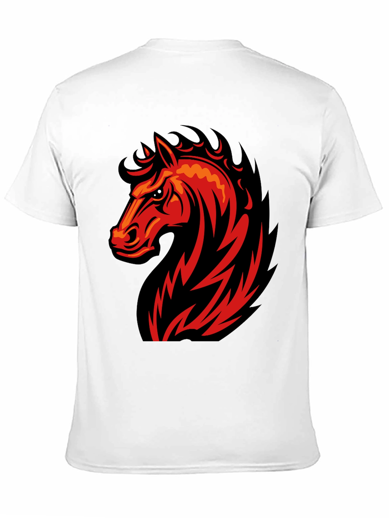 Black T-Shirt with Fiery Horse Graphic