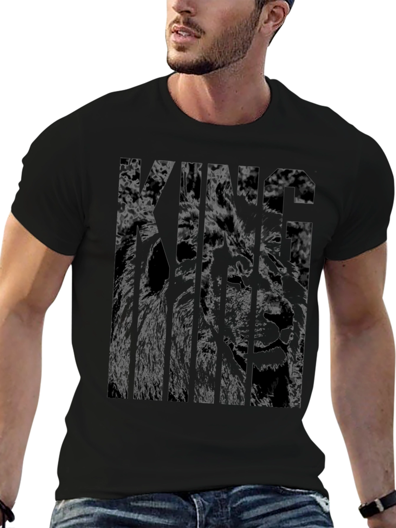 King Lion Graphic Black T-Shirt - Mens Fashion Tee