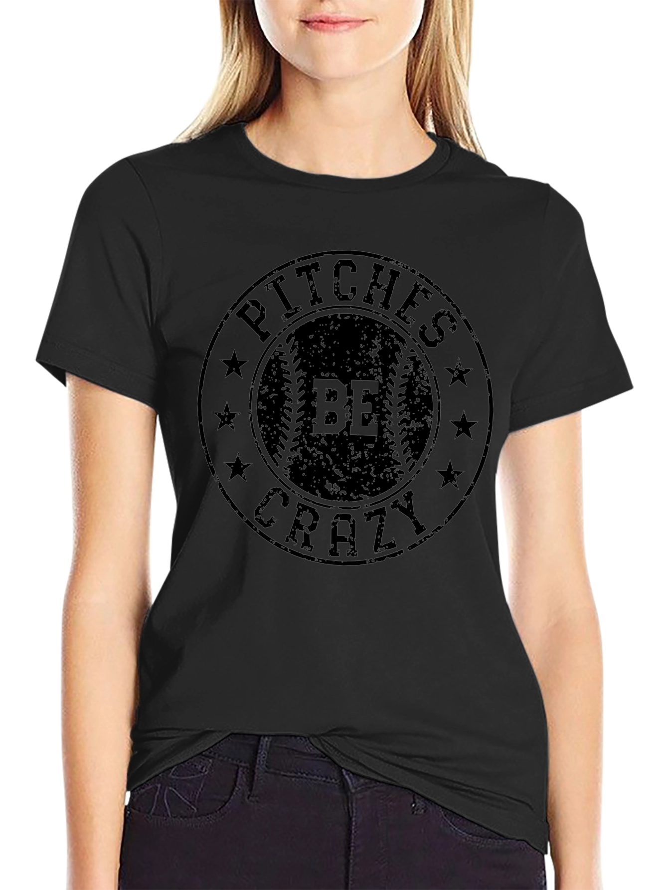 Pitches Be Crazy Graphic Tee - Baseball Lover Shirt