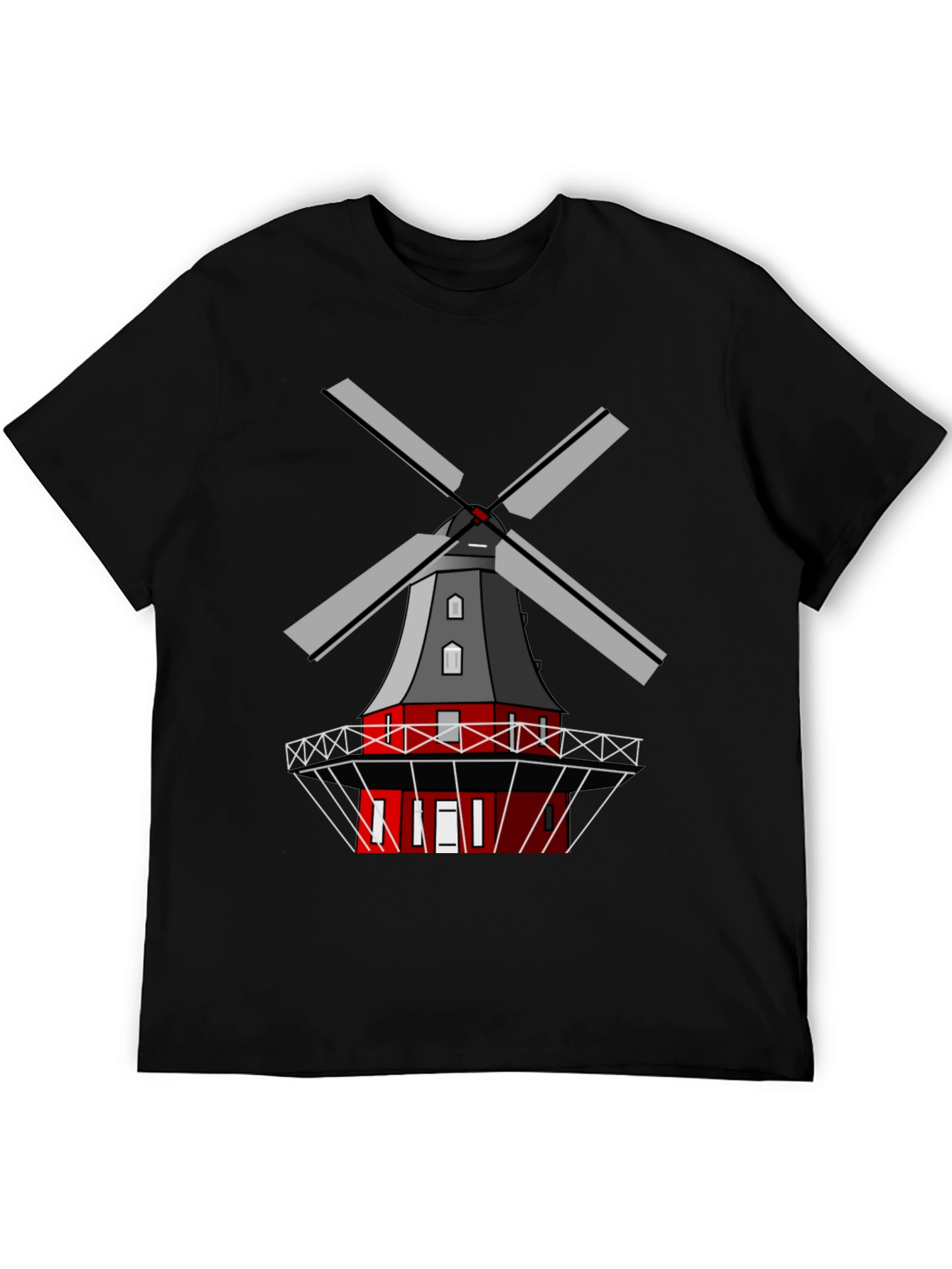 Dutch Windmill Graphic Tee - Unique Cultural Design