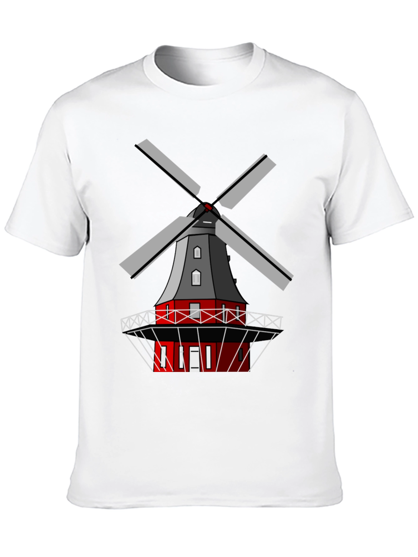 Dutch Windmill Graphic Tee - Unique Cultural Design