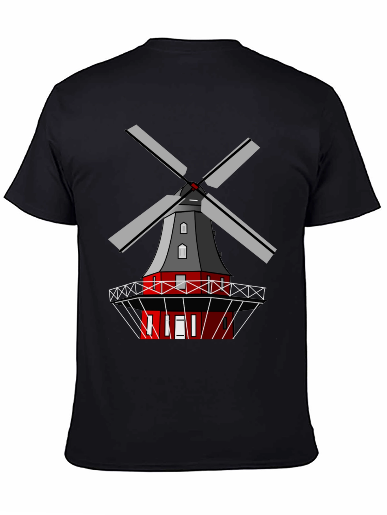 Dutch Windmill Graphic Tee - Unique Cultural Design