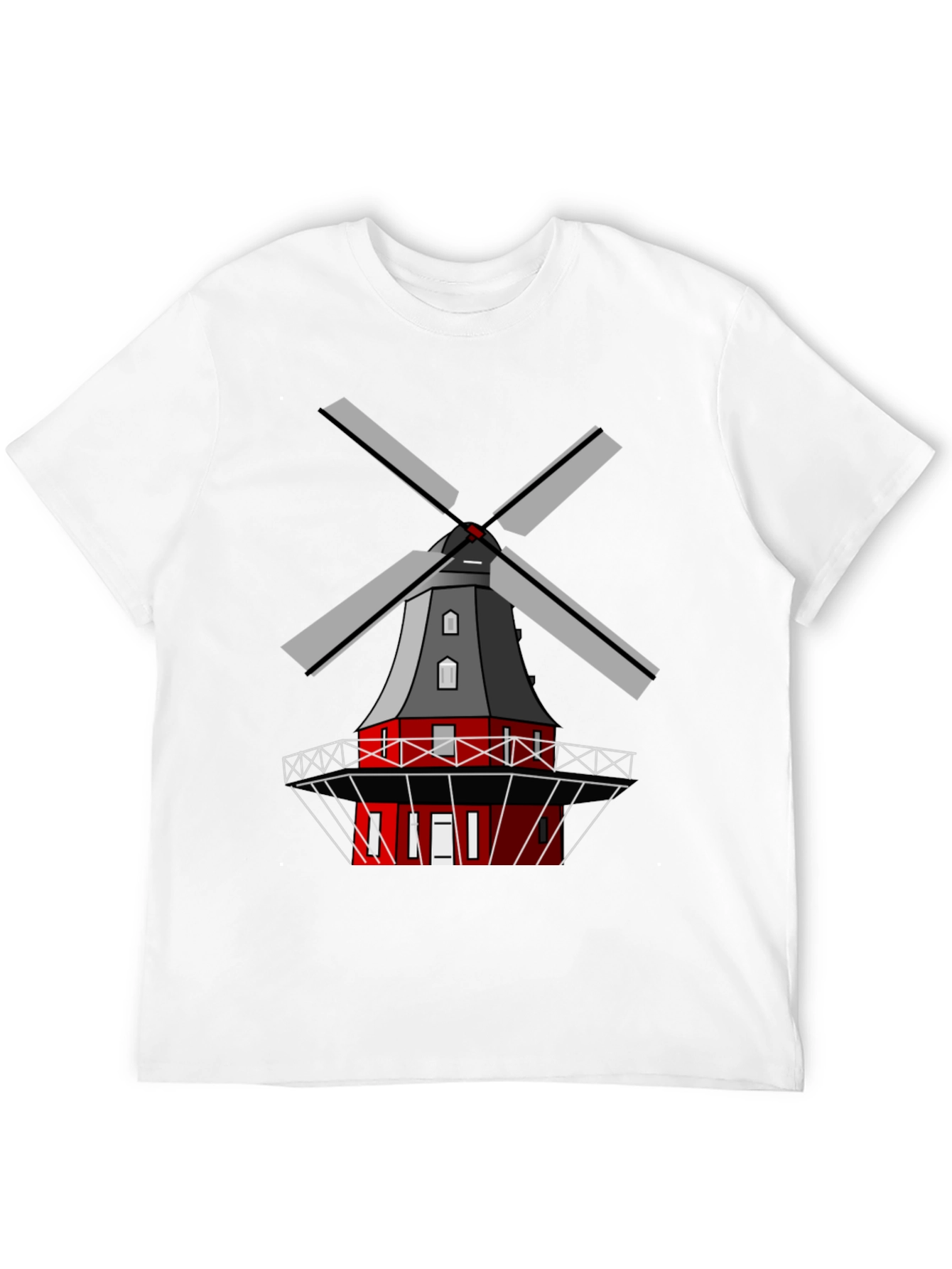 Dutch Windmill Graphic Tee - Unique Cultural Design