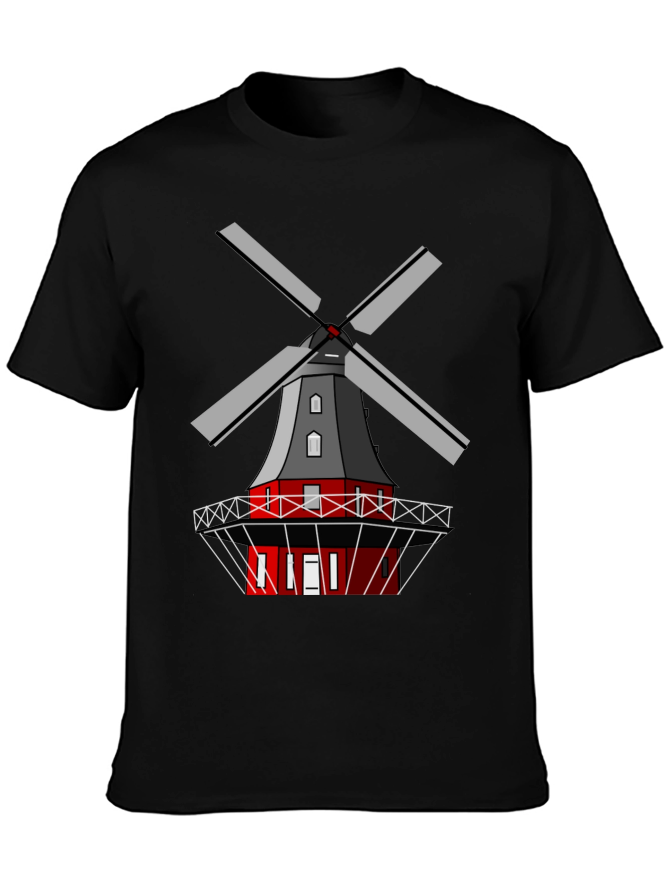 Dutch Windmill Graphic Tee - Unique Cultural Design