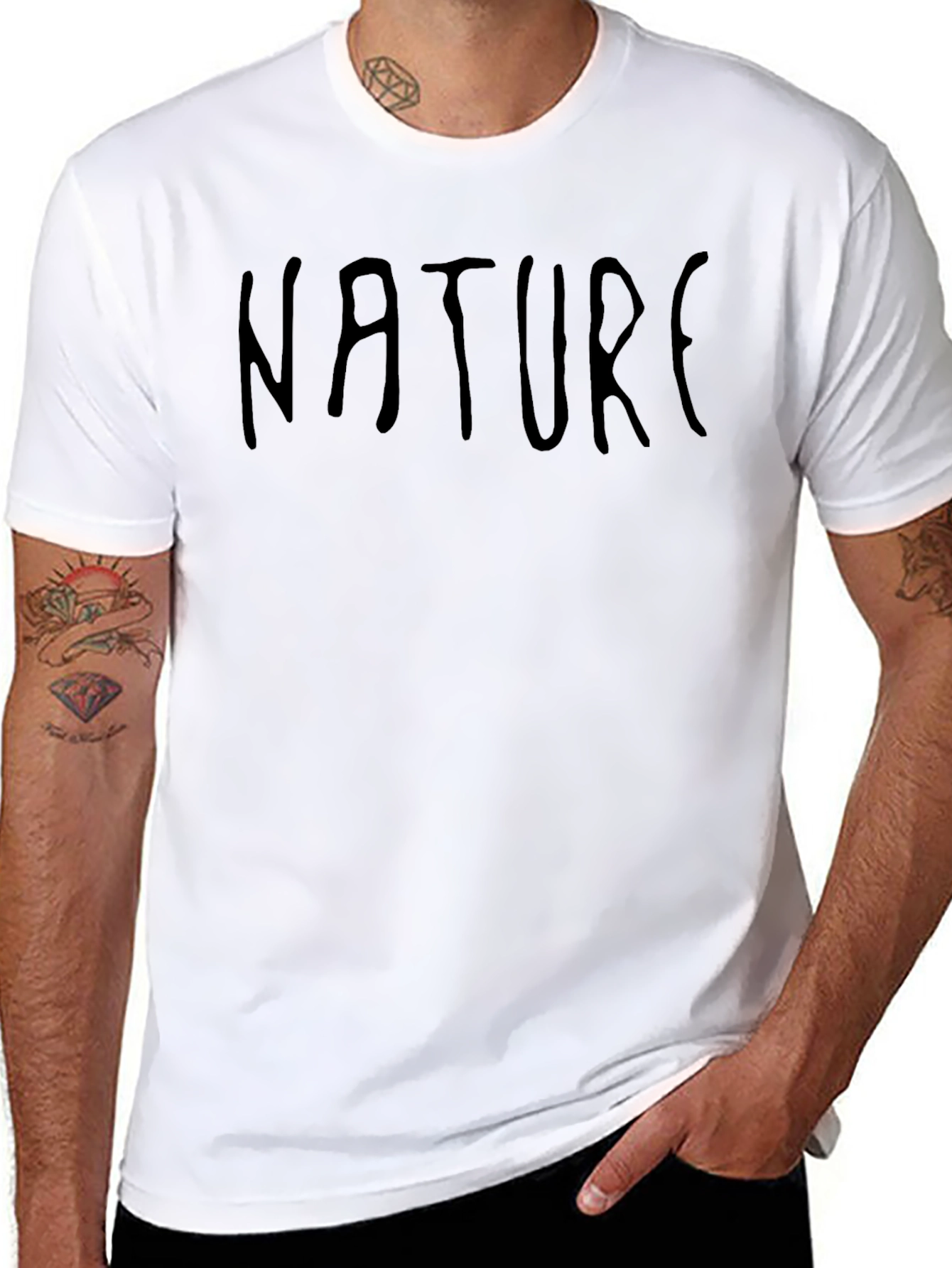 Nature Graphic Tee - Black Crew Neck T-Shirt