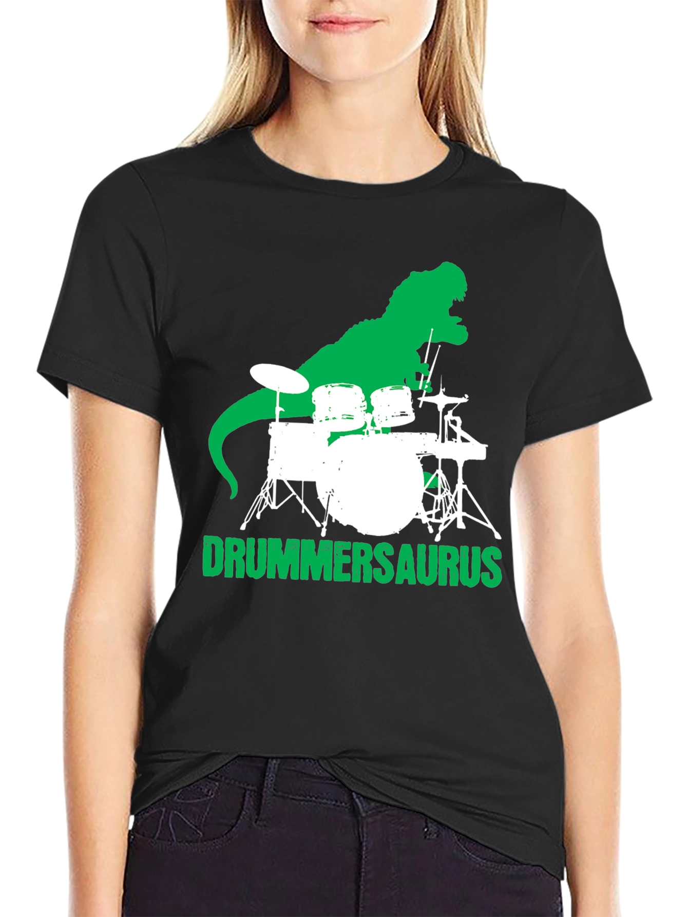 Drummersaurus T-Shirt - Black Cotton Graphic Tee