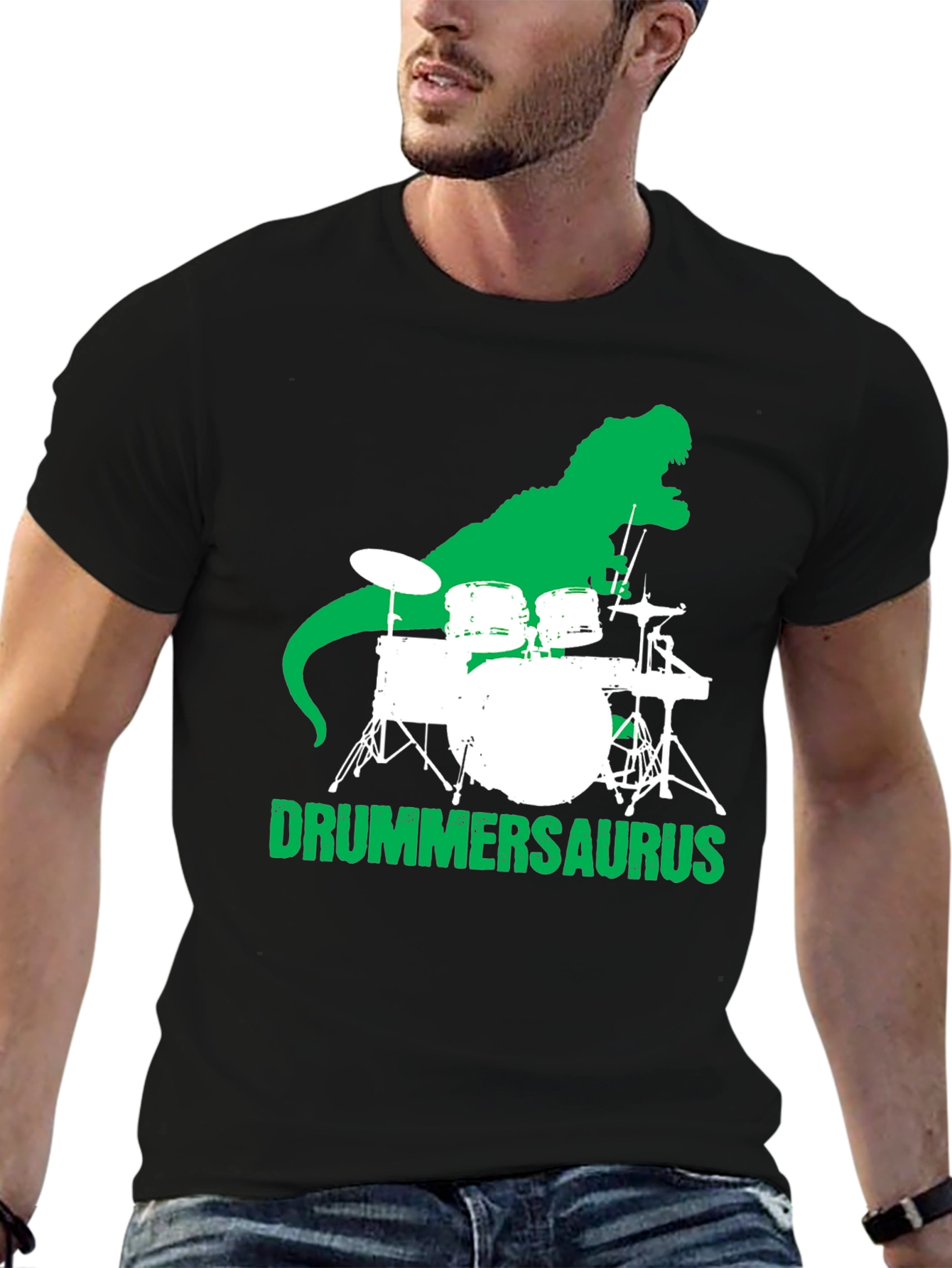 Drummersaurus T-Shirt - Black Cotton Graphic Tee