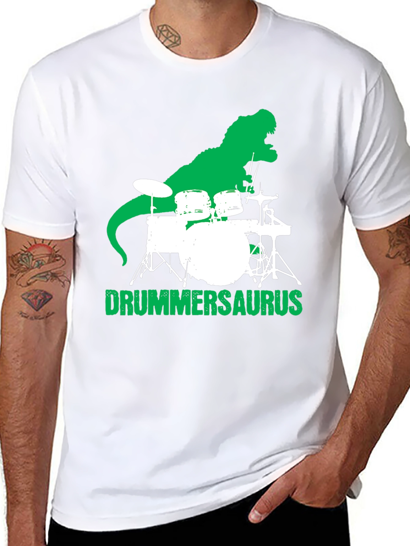 Drummersaurus T-Shirt - Black Cotton Graphic Tee