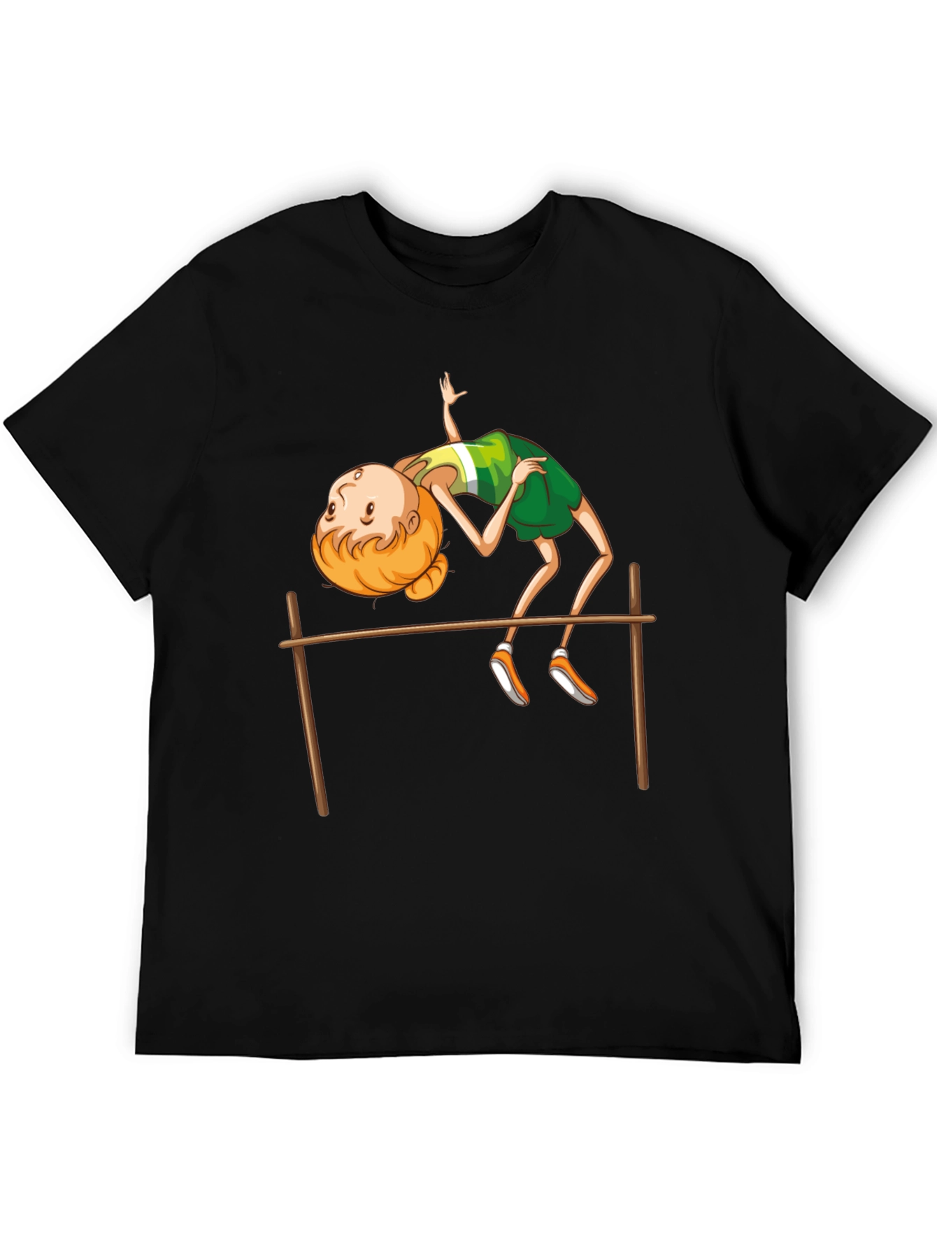 High Jump Cartoon Print Black T-Shirt