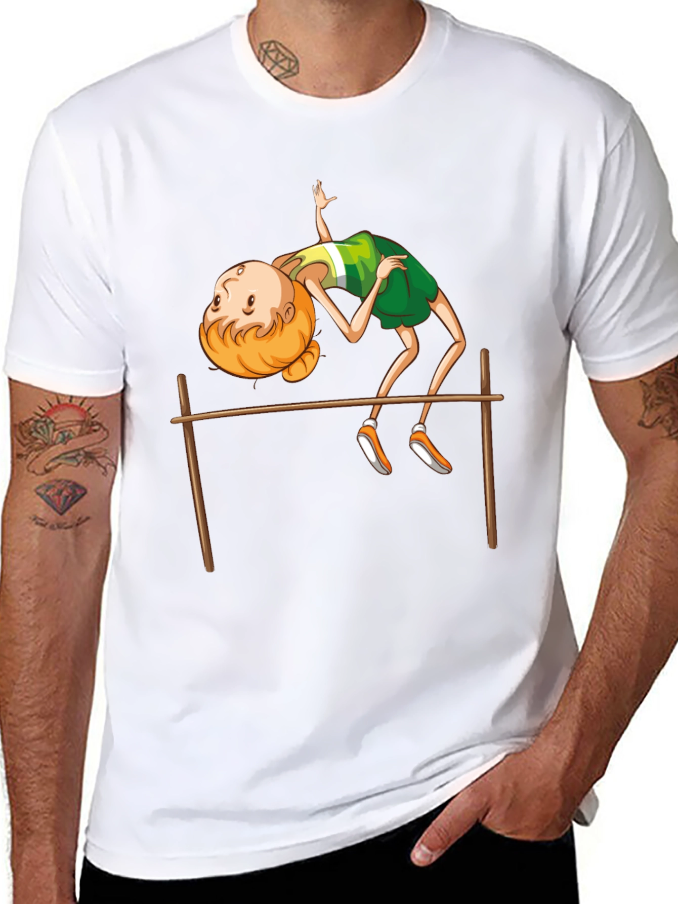 High Jump Cartoon Print Black T-Shirt