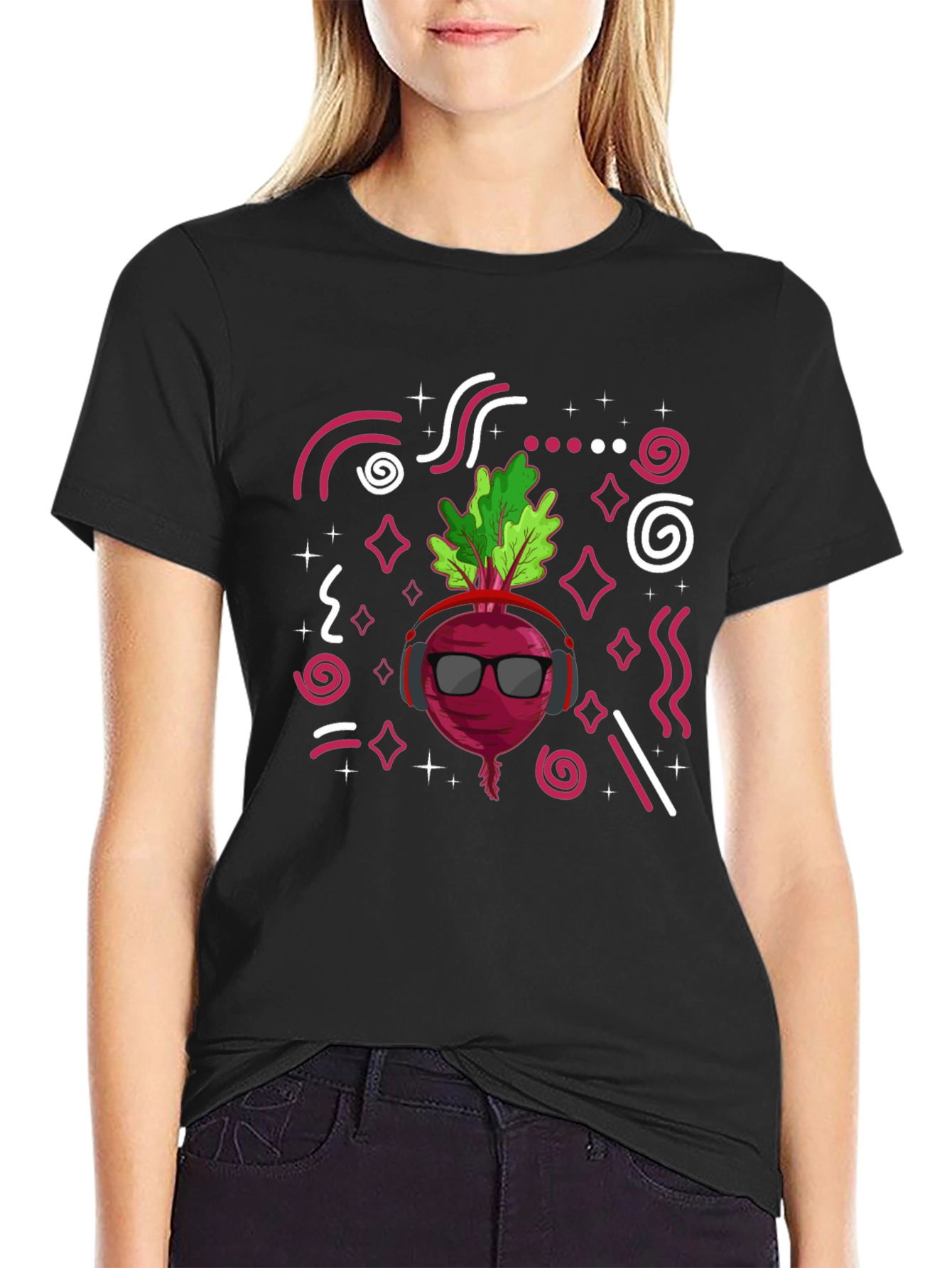 Cool Beetroot Graphic T-Shirt - Black