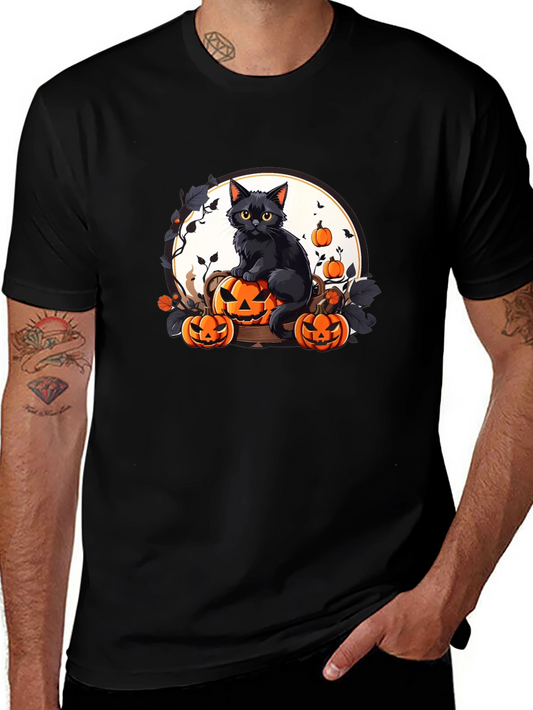 Halloween Black Cat Pumpkin T-Shirt