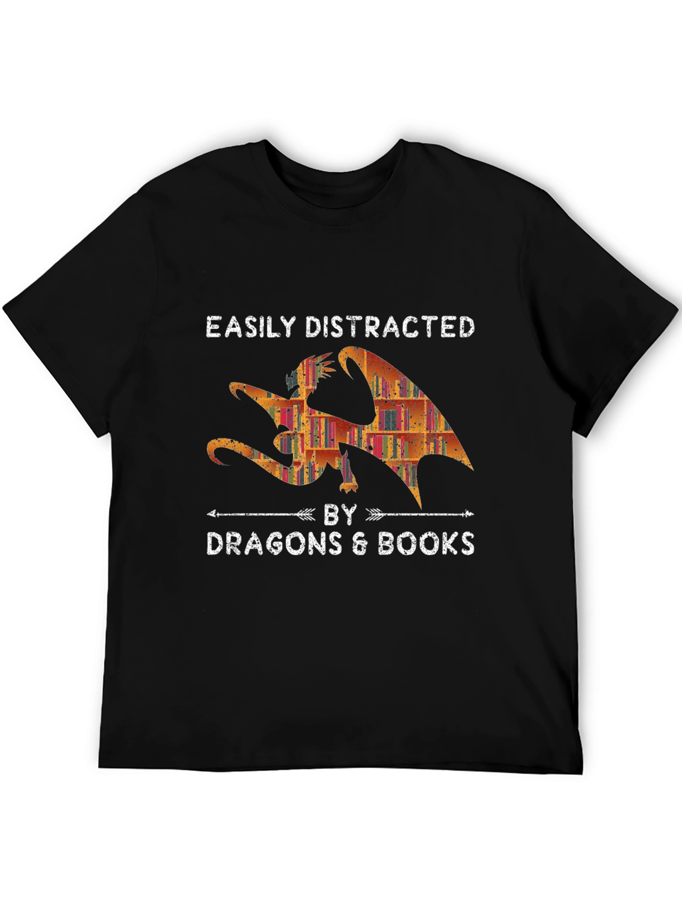 Easily Distracted By Dragons & Books Graphic Tee
