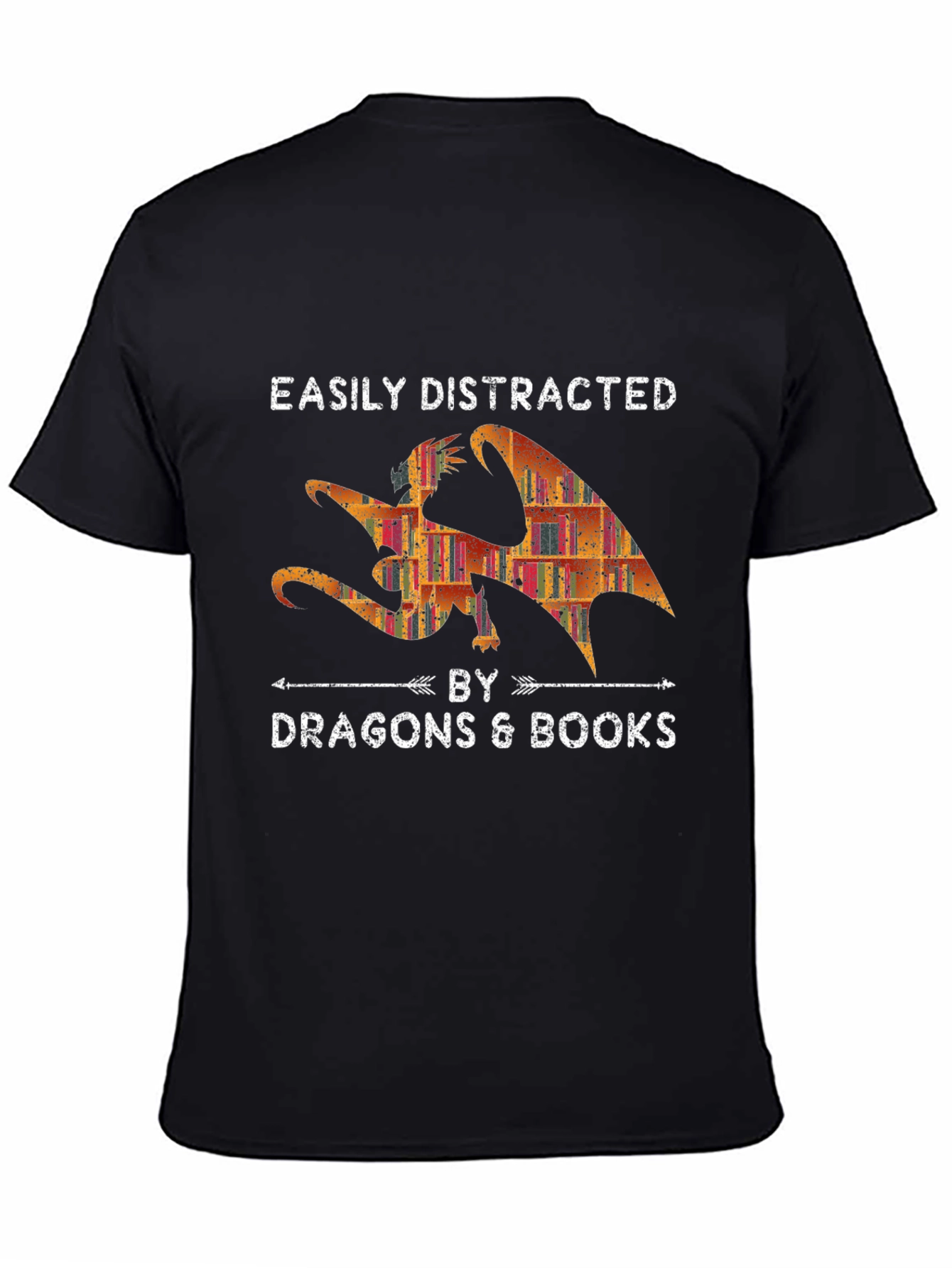 Easily Distracted By Dragons & Books Graphic Tee