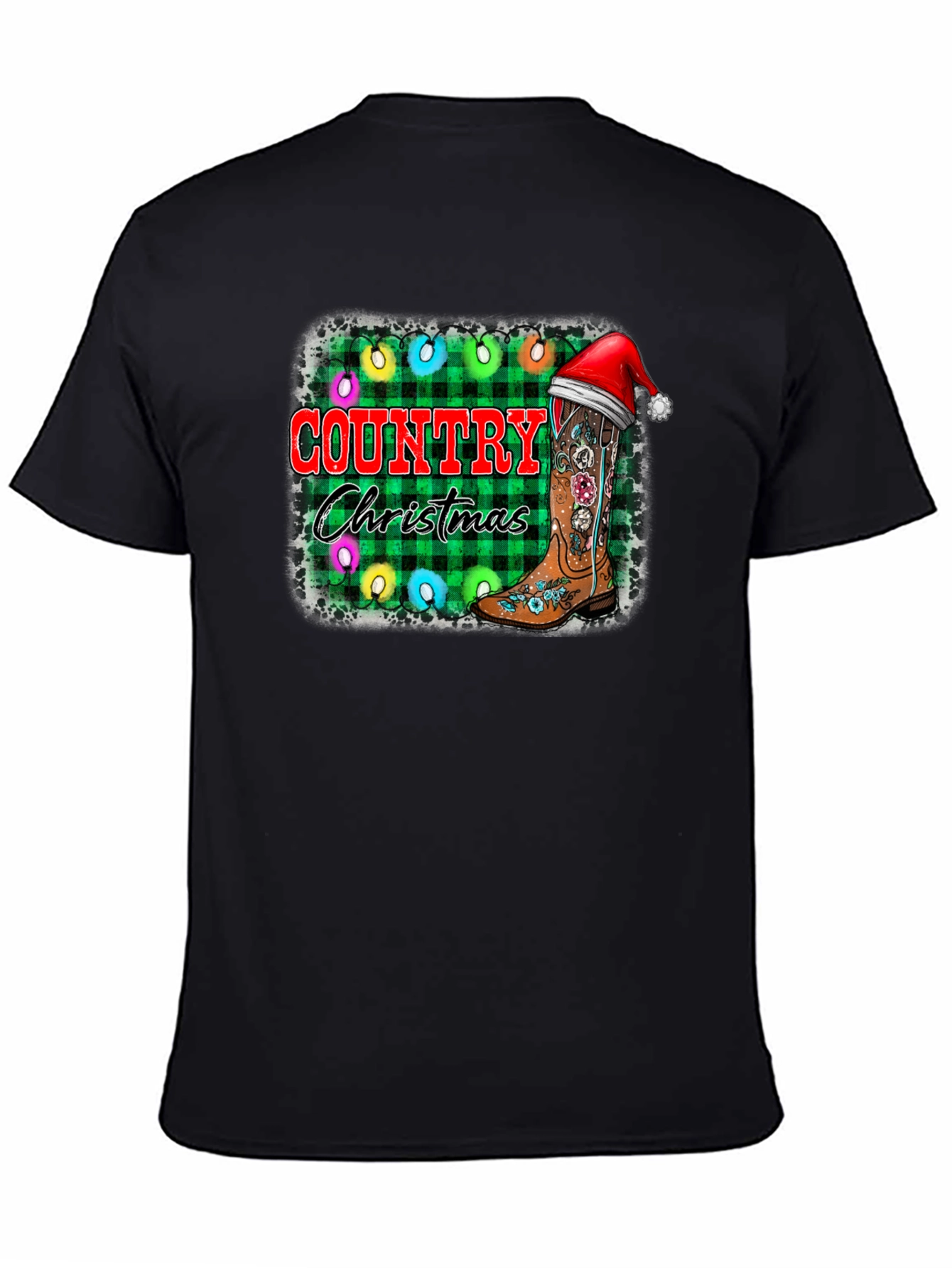 Country Christmas Black T-Shirt
