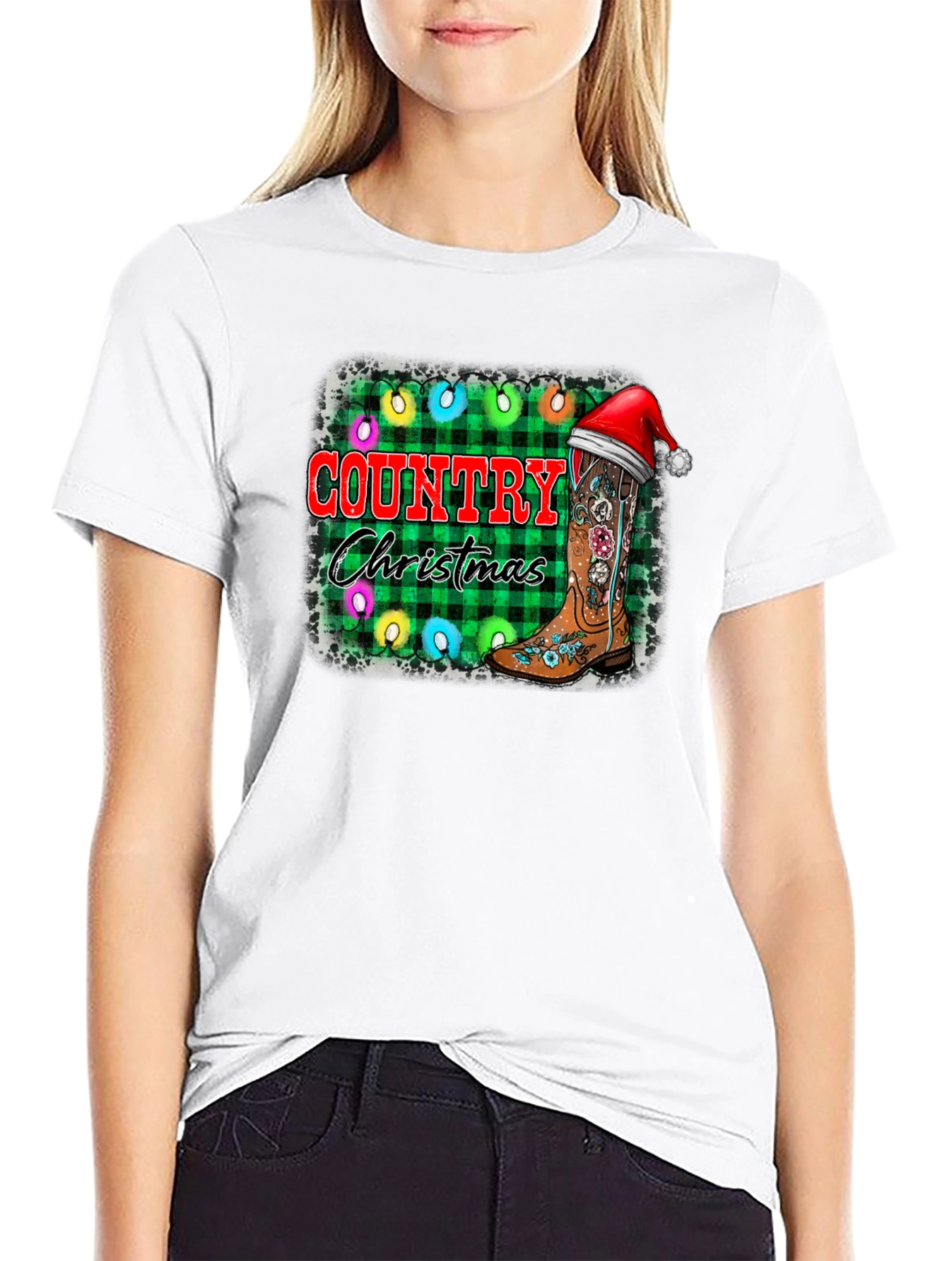 Country Christmas Black T-Shirt
