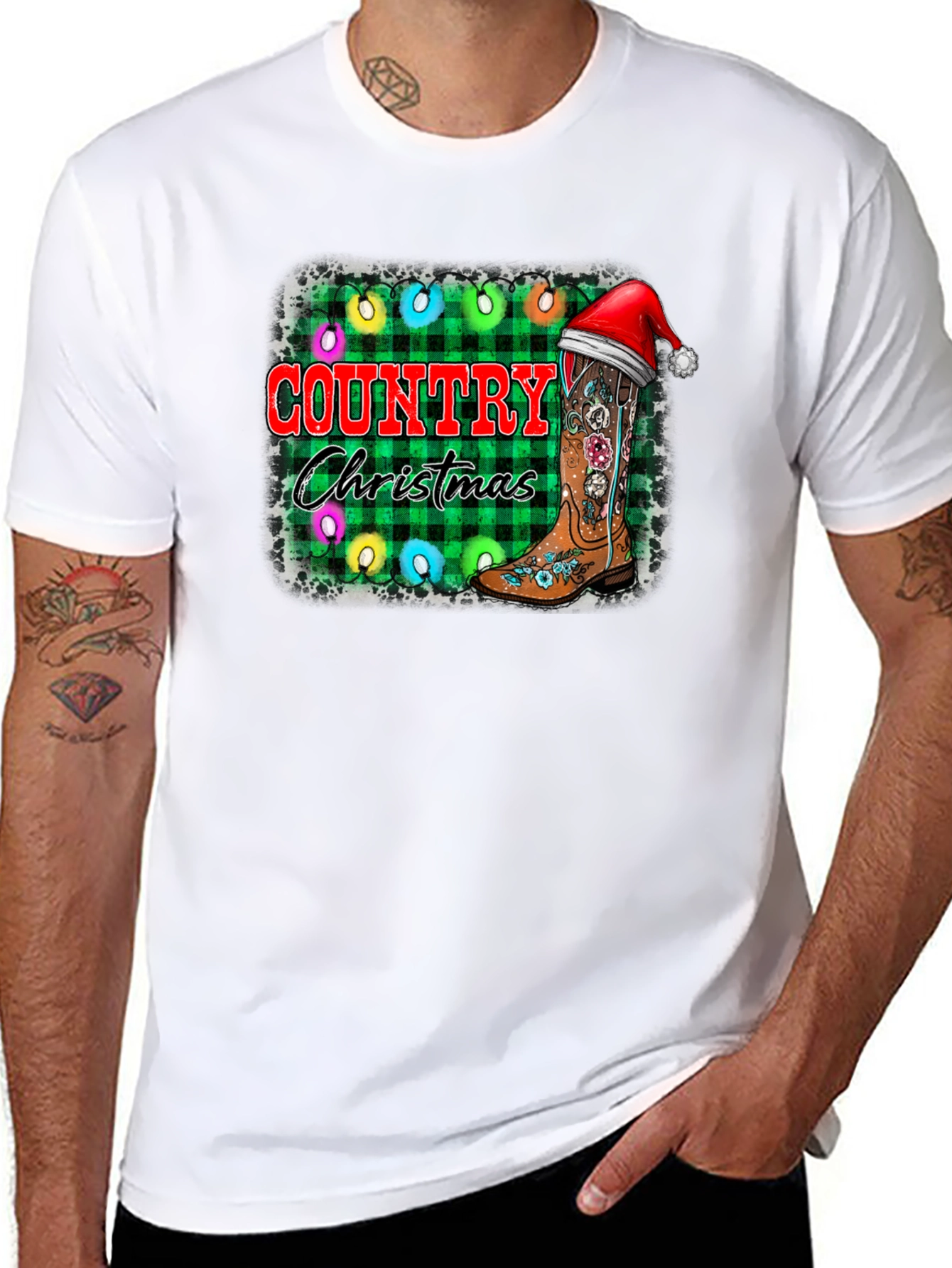 Country Christmas Black T-Shirt