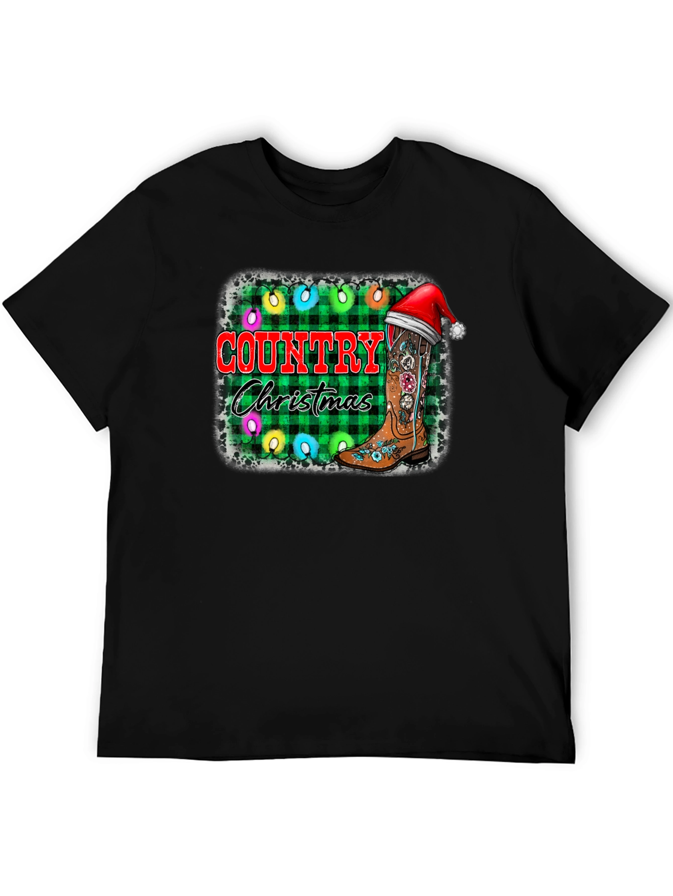 Country Christmas Black T-Shirt