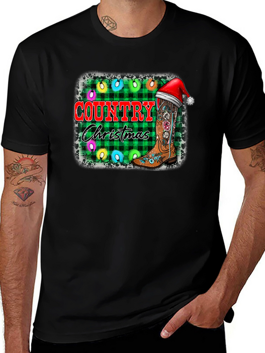 Country Christmas Black T-Shirt