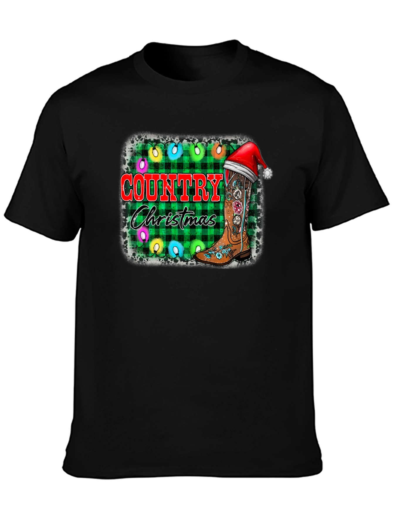Country Christmas Black T-Shirt