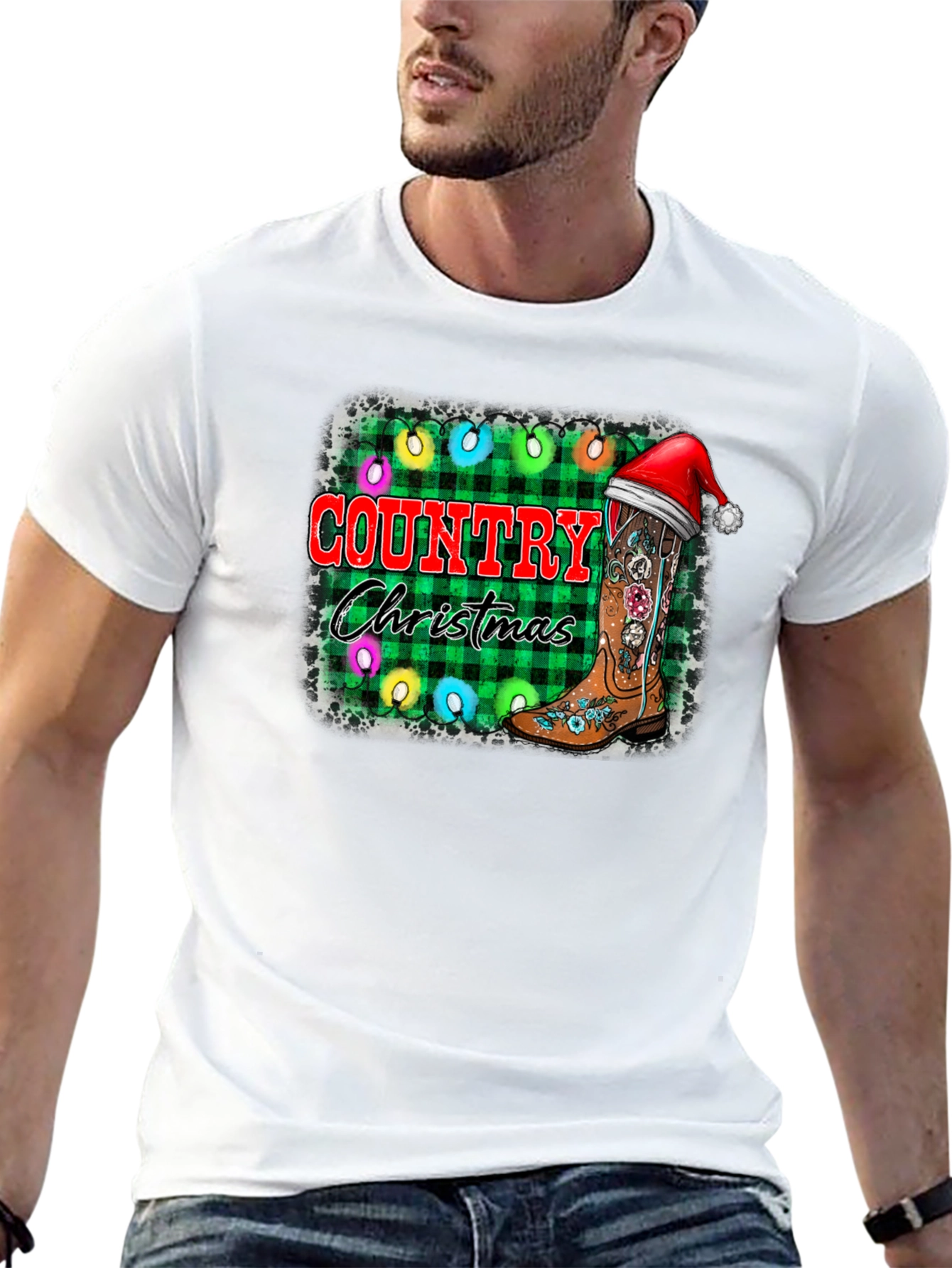 Country Christmas Black T-Shirt