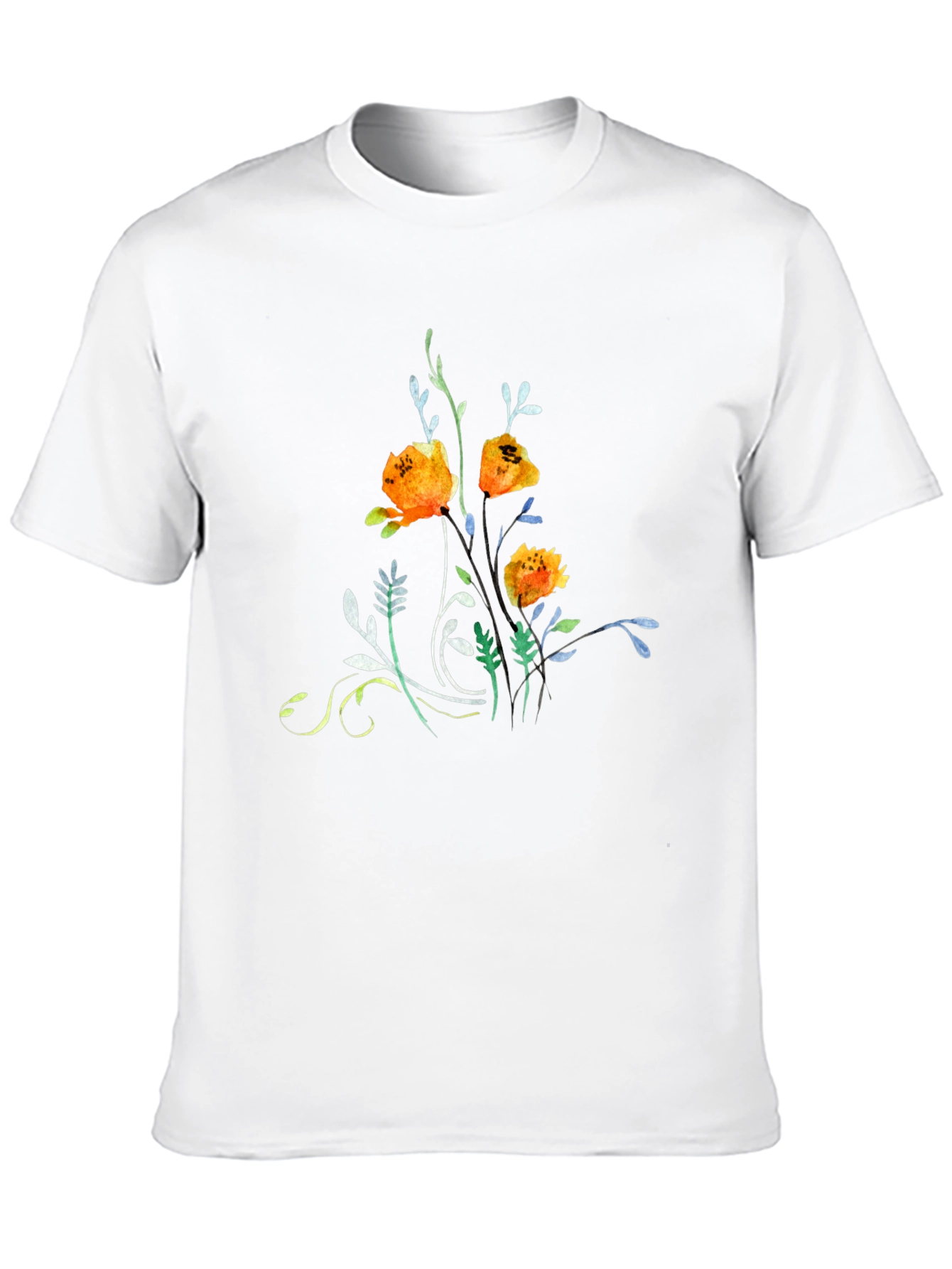 Floral Graphic Print Crew Neck Tee