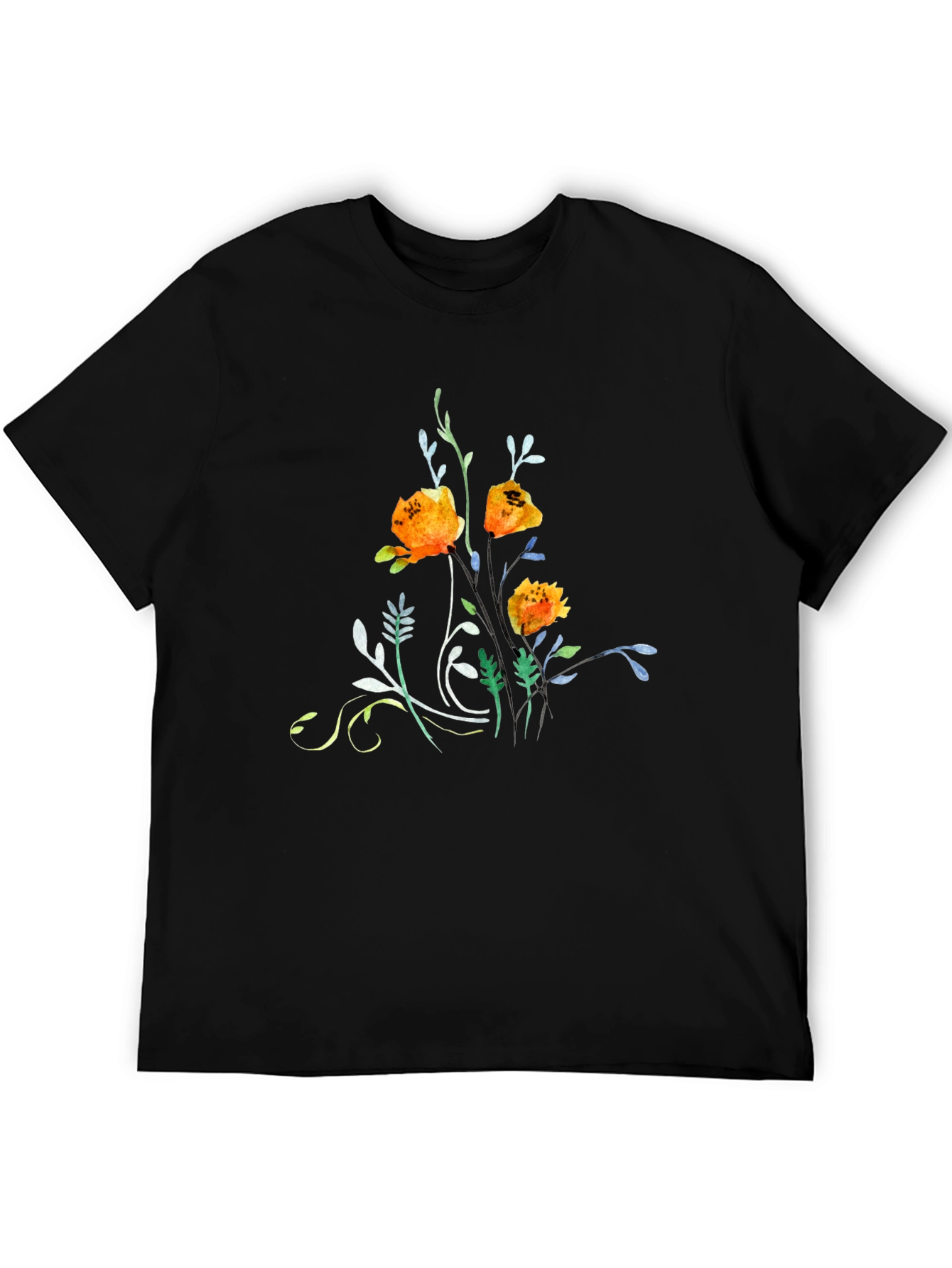 Floral Graphic Print Crew Neck Tee
