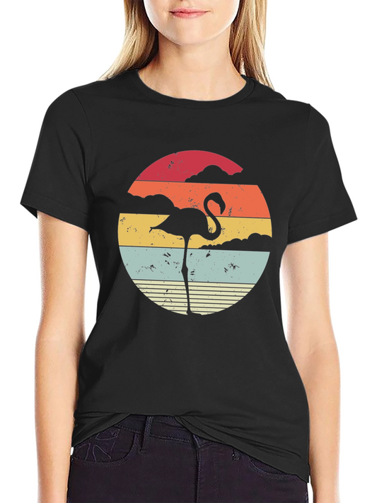 Retro Flamingo T-Shirt - Vintage Sunset Design