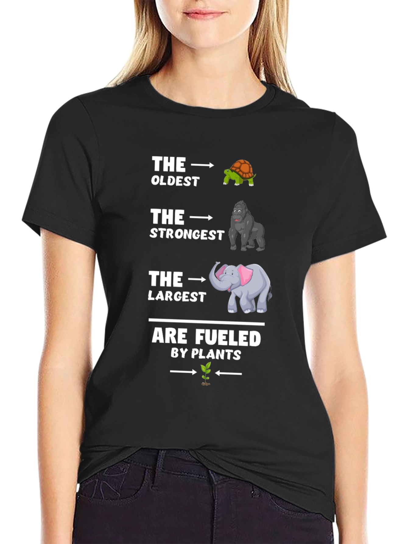 The Oldest Strongest Largest Fueled by Plants Black T-Shirt