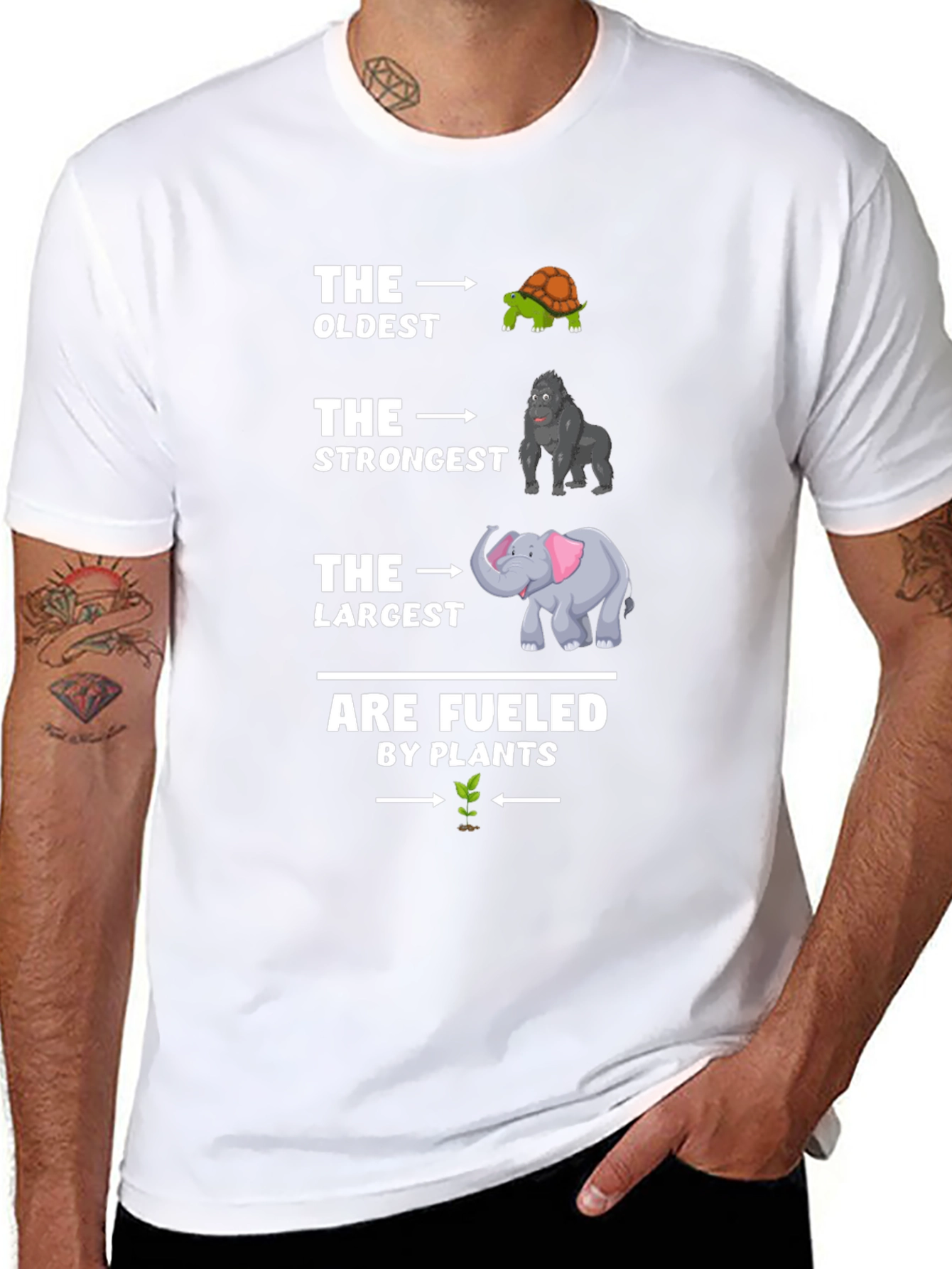 The Oldest Strongest Largest Fueled by Plants Black T-Shirt