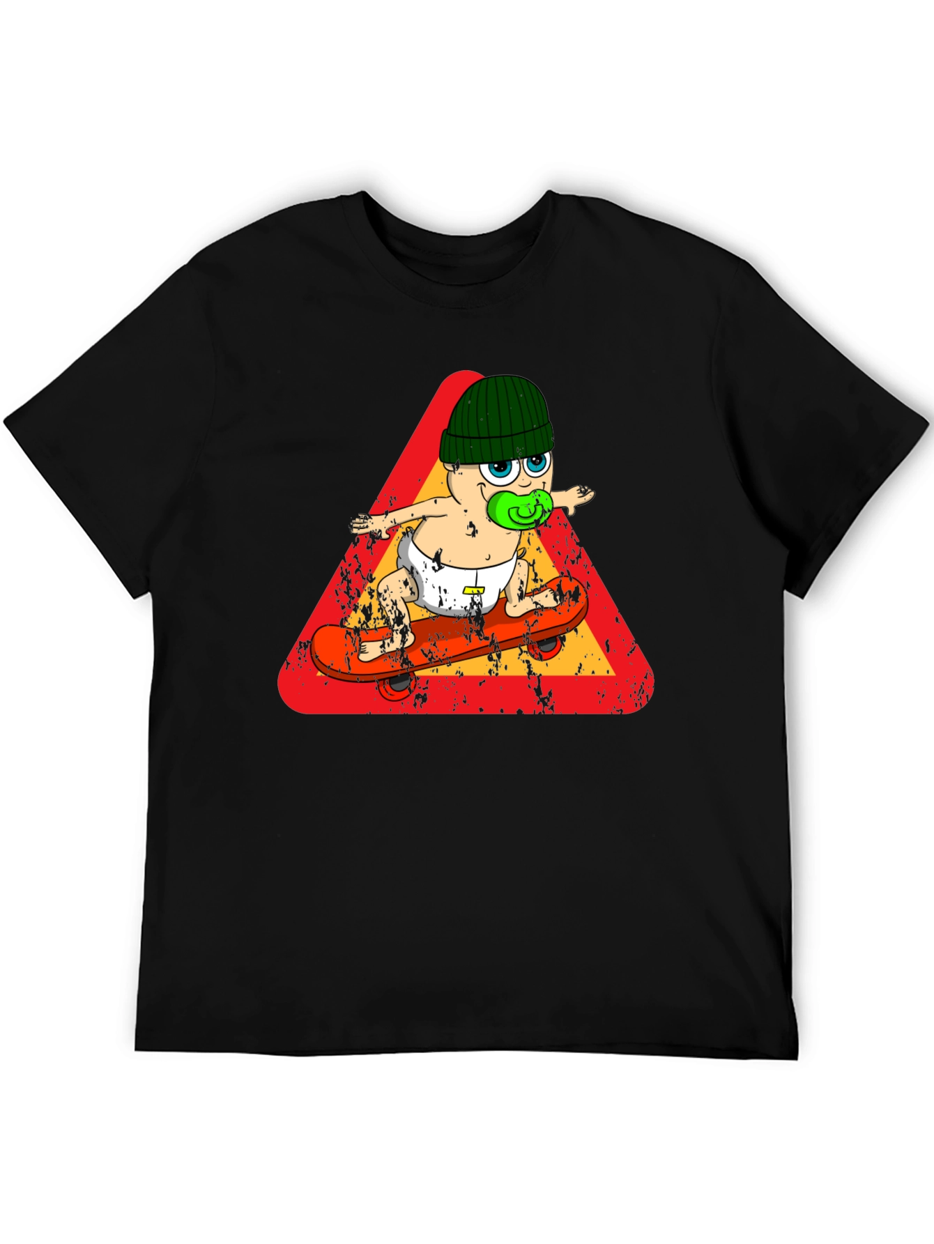 Skateboarding Baby Black Graphic Tee