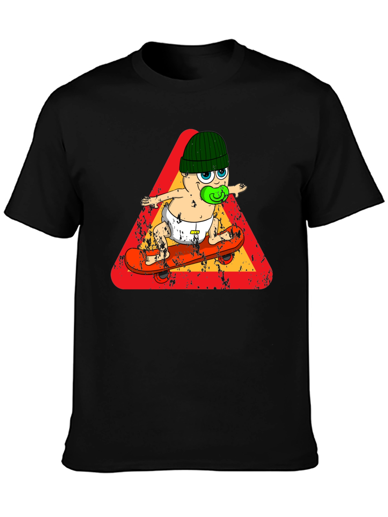 Skateboarding Baby Black Graphic Tee