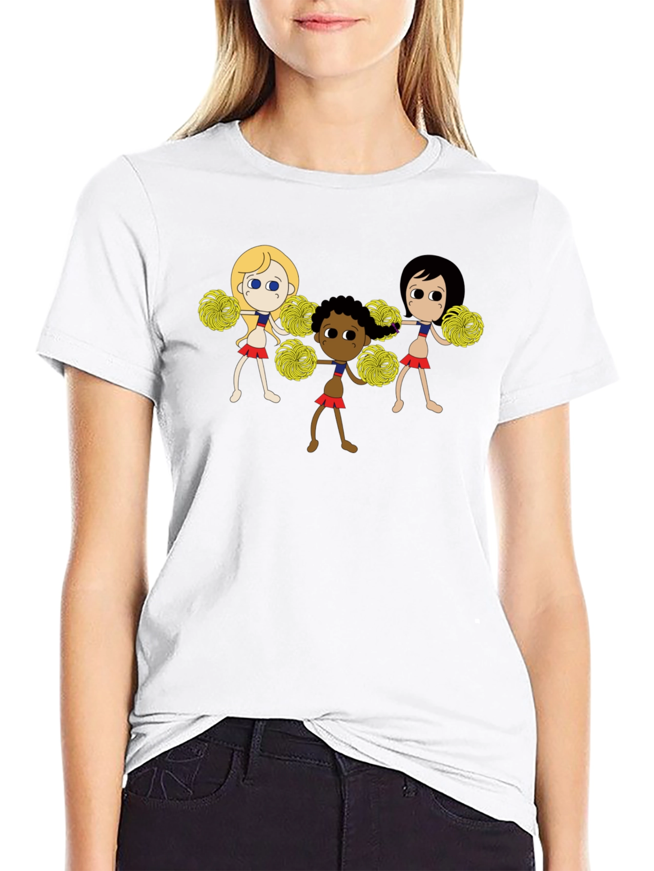 Cheerleader Squad Graphic Black T-Shirt