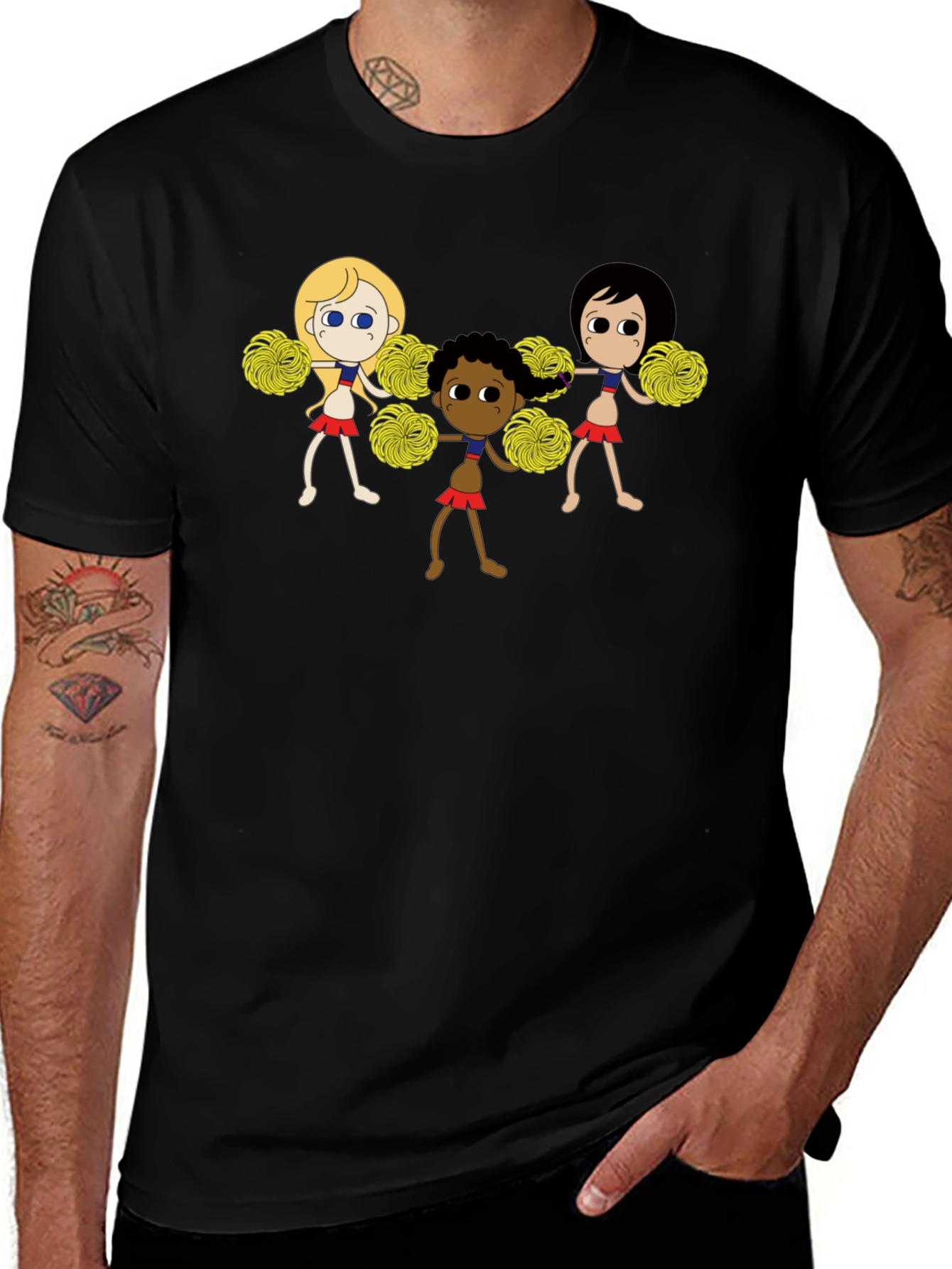 Cheerleader Squad Graphic Black T-Shirt