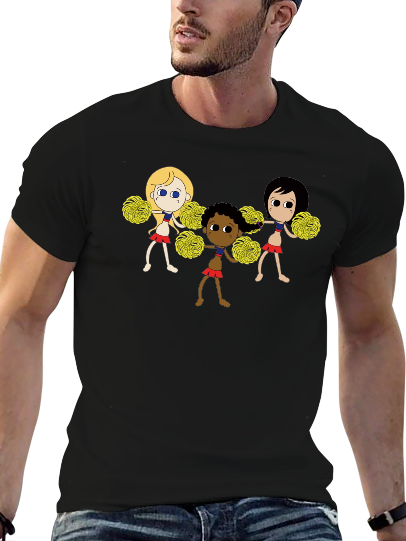 Cheerleader Squad Graphic Black T-Shirt