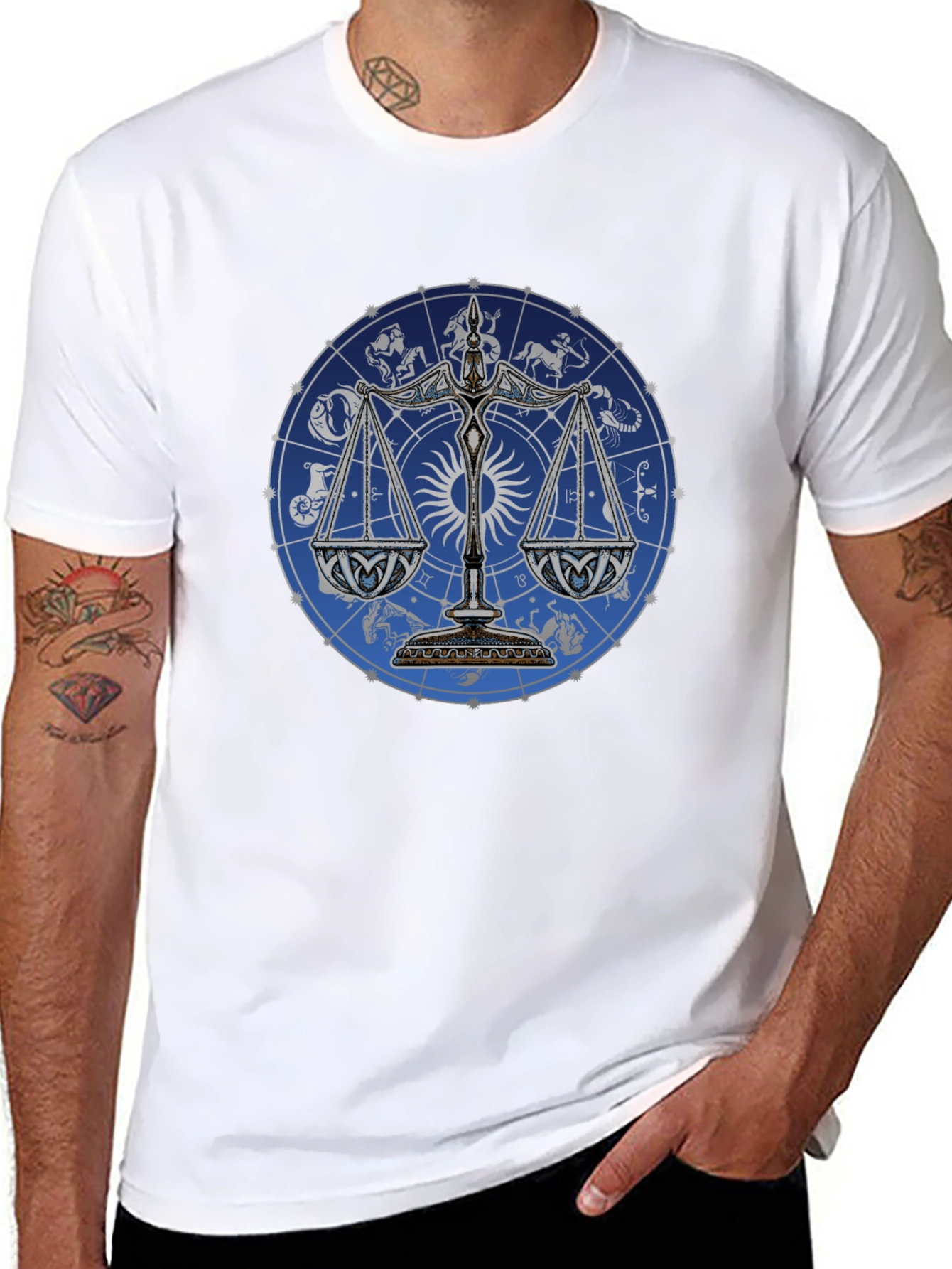 Libra Zodiac Astrology T-Shirt - Black