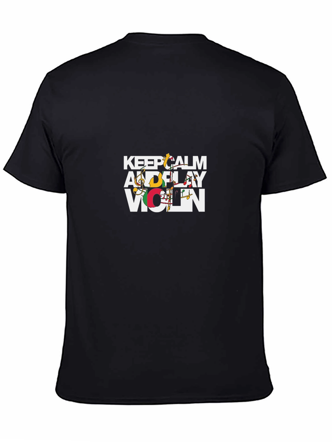 Keep Calm and Play Violin Graphic Tee - Black