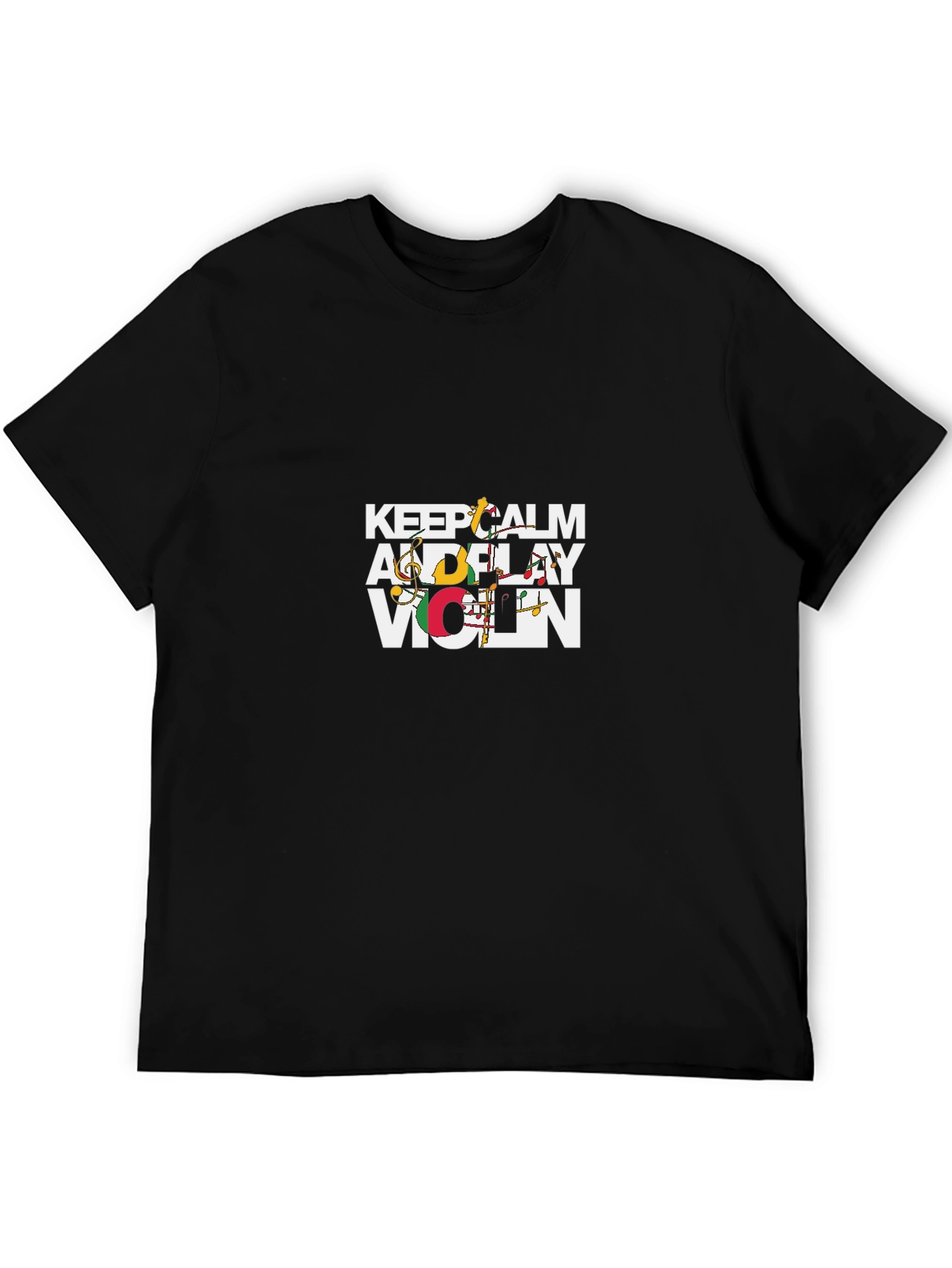 Keep Calm and Play Violin Graphic Tee - Black