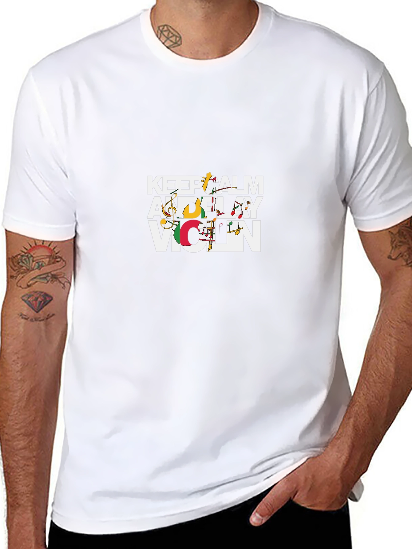 Keep Calm and Play Violin Graphic Tee - Black
