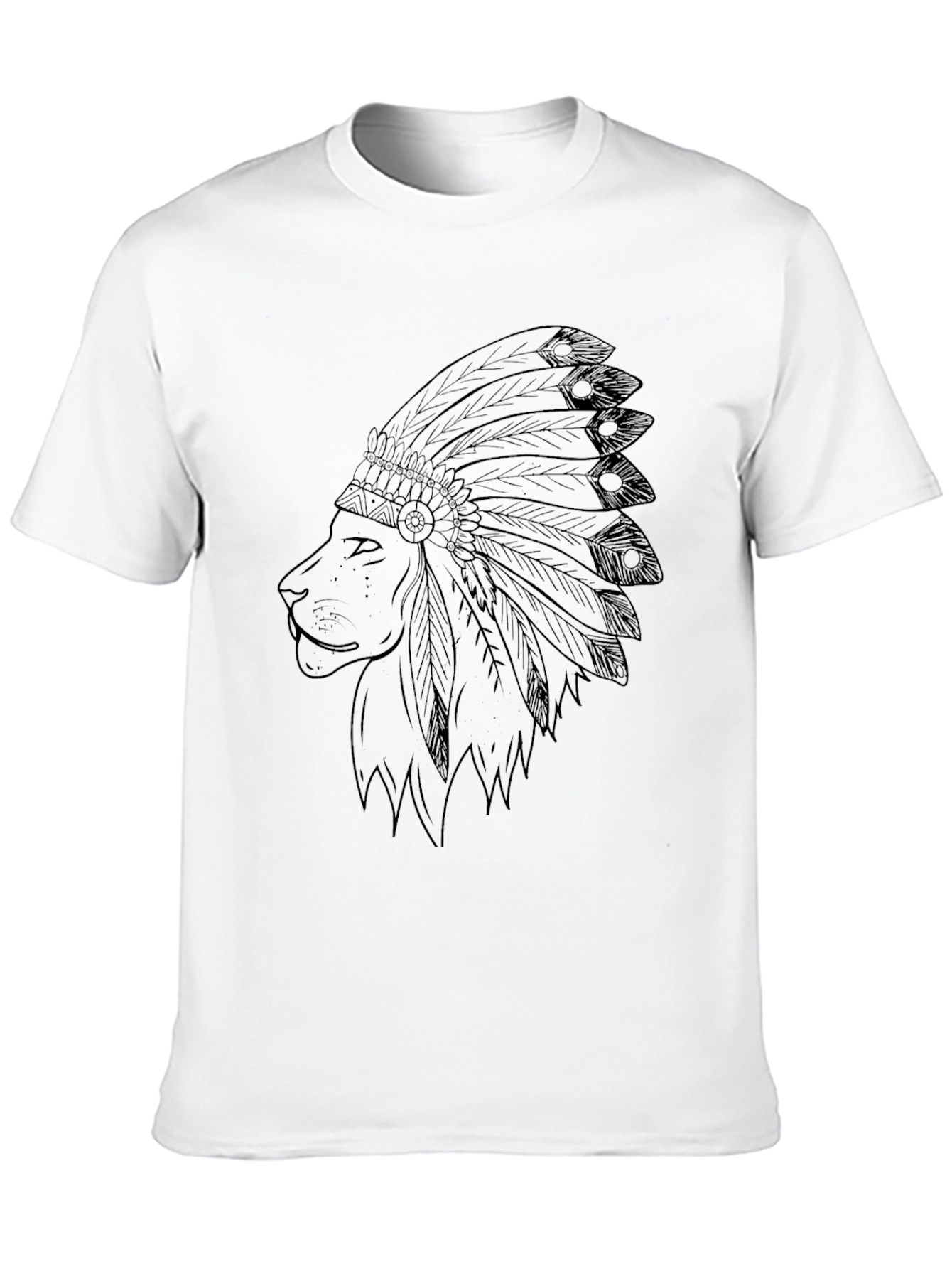 Lion Headdress Mens Black Graphic Tee