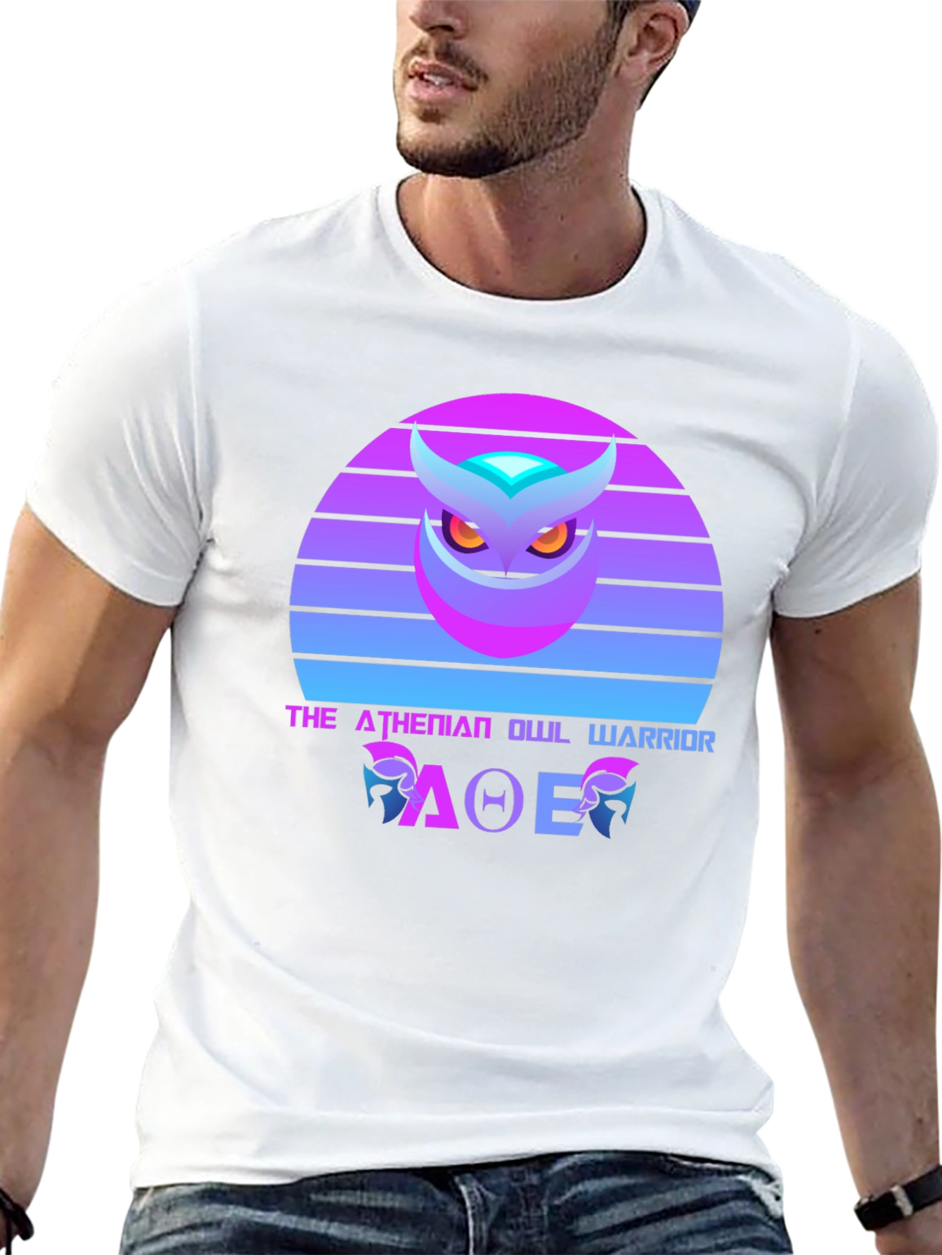 Athenian Owl Warrior T-Shirt - Retro Design