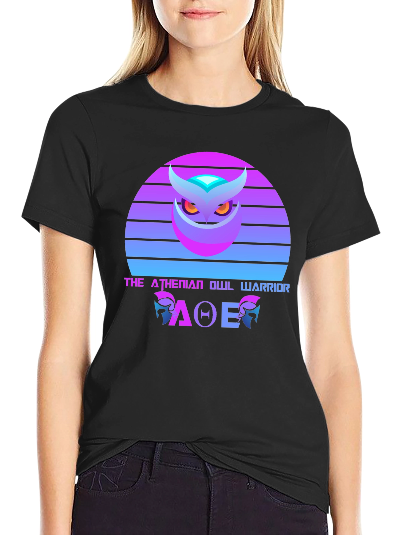 Athenian Owl Warrior T-Shirt - Retro Design