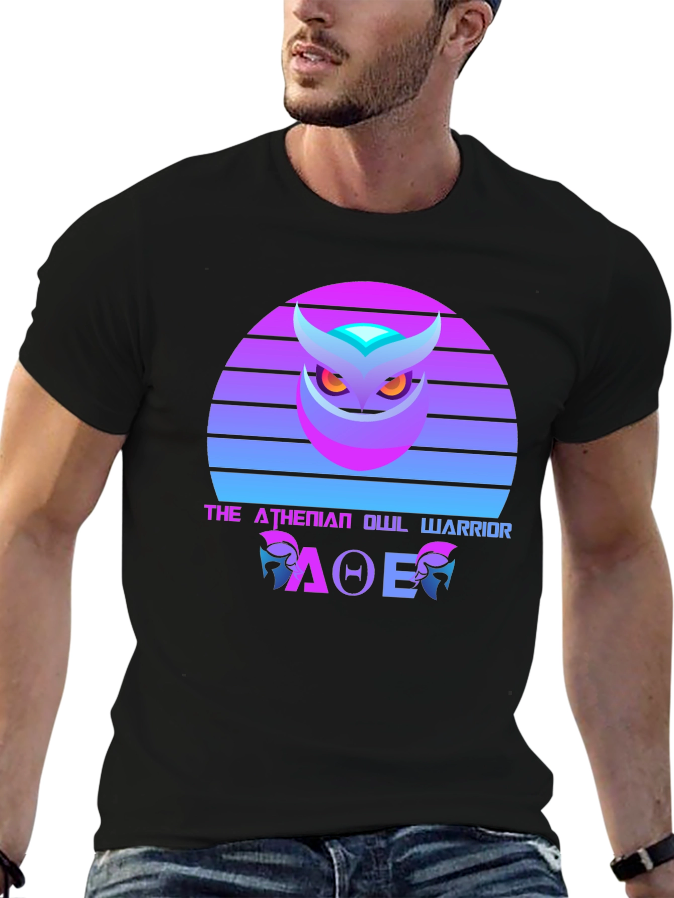 Athenian Owl Warrior T-Shirt - Retro Design