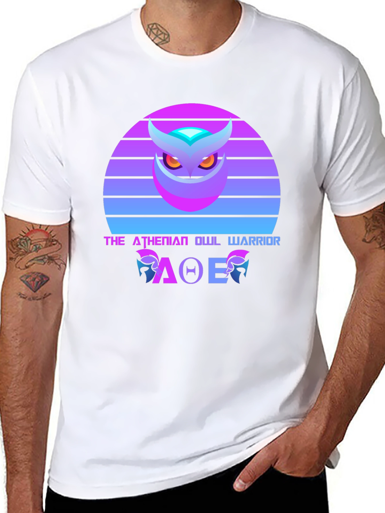 Athenian Owl Warrior T-Shirt - Retro Design