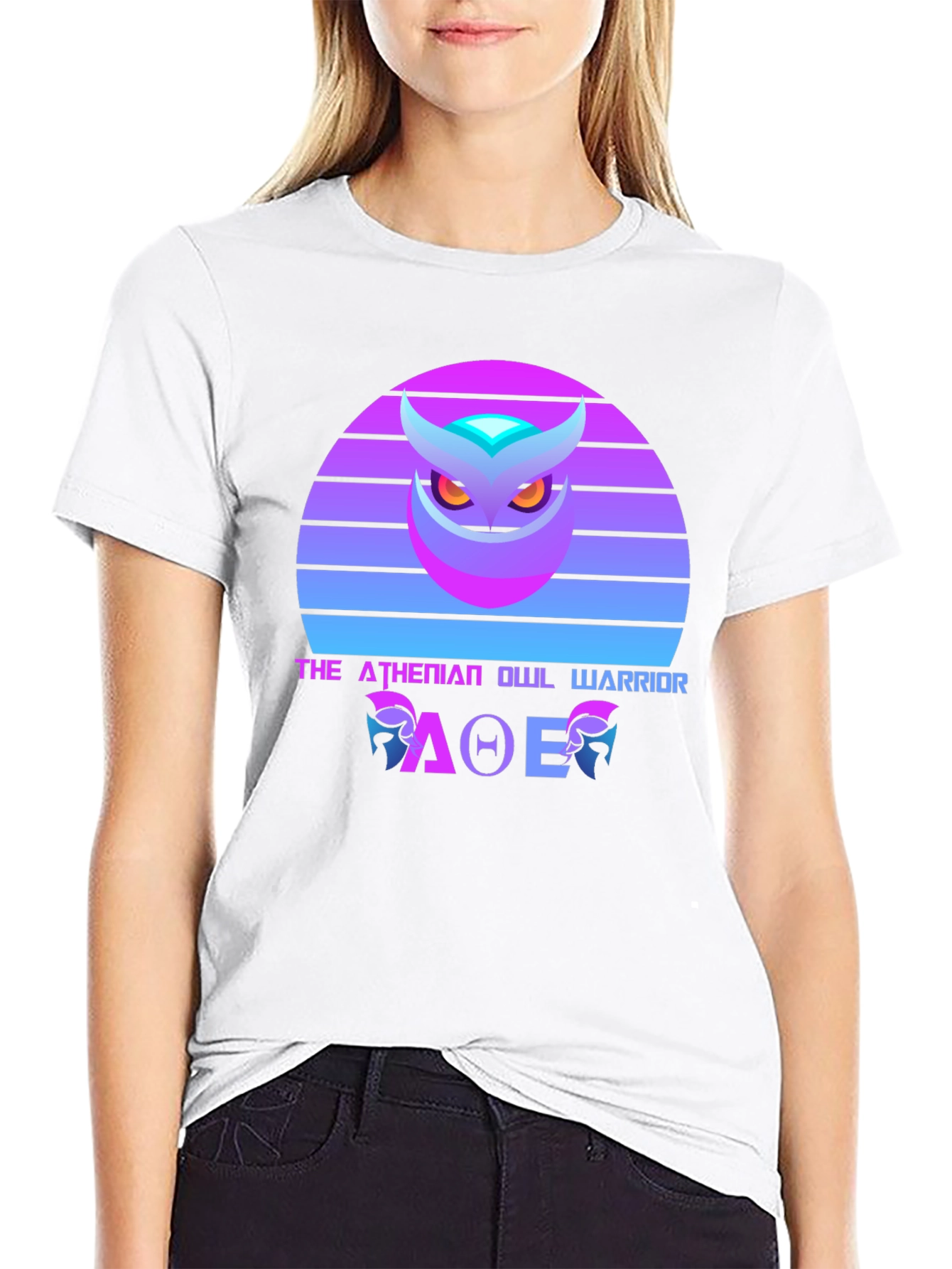 Athenian Owl Warrior T-Shirt - Retro Design