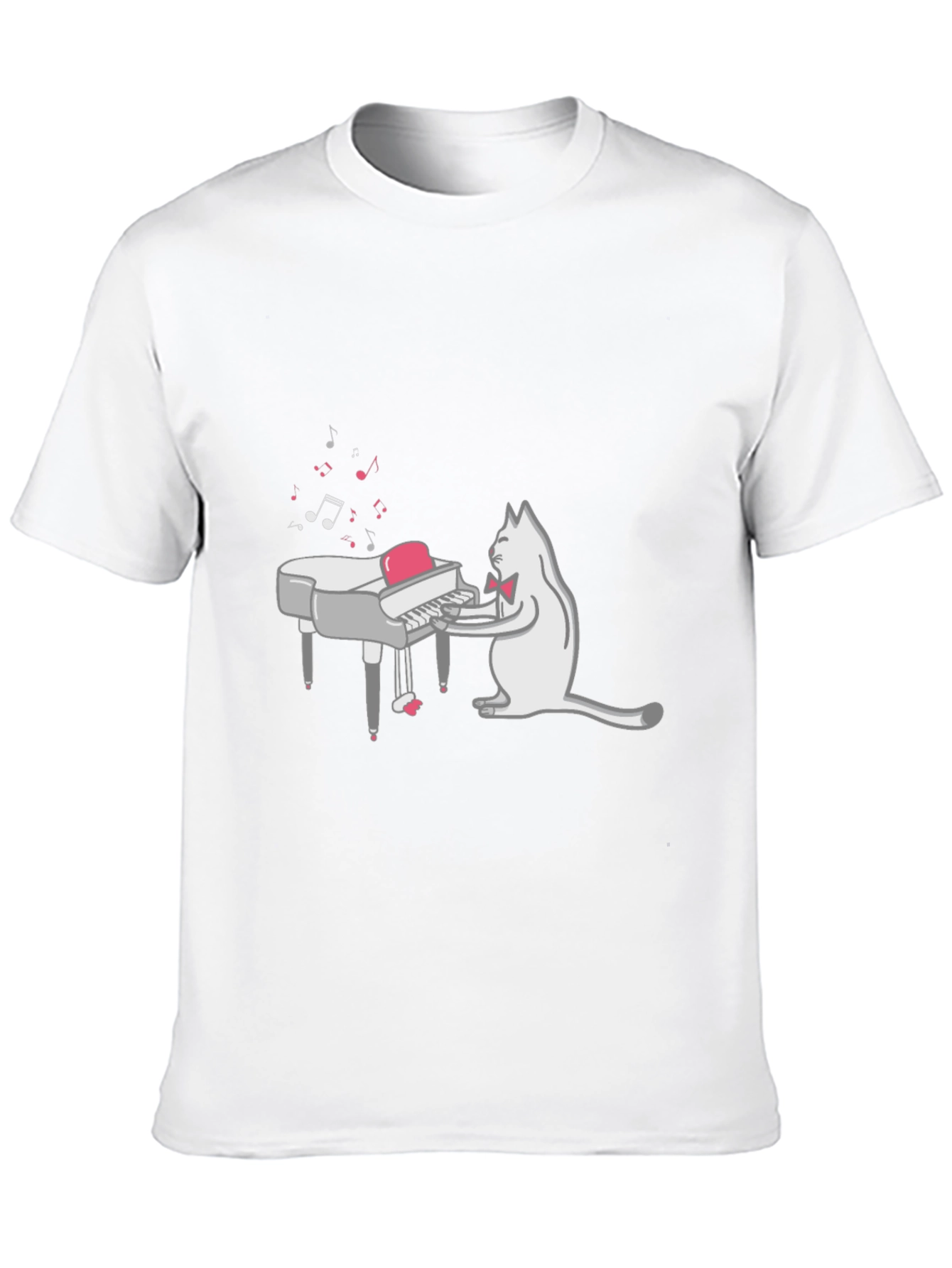 Cool Cat Piano Player Graphic T-Shirt